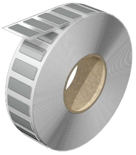 Eine Rolle mit rechteckigen Etiketten auf einer Papierspule. Die Etiketten sind gleichmäßig entlang der Rolle angeordnet.