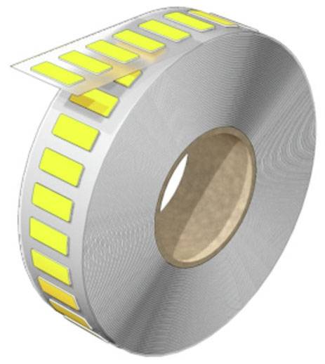 Rolle mit gelben, rechteckigen Aufklebern, die verwendet werden könnten, um Objekte zu markieren oder zu identifizieren.