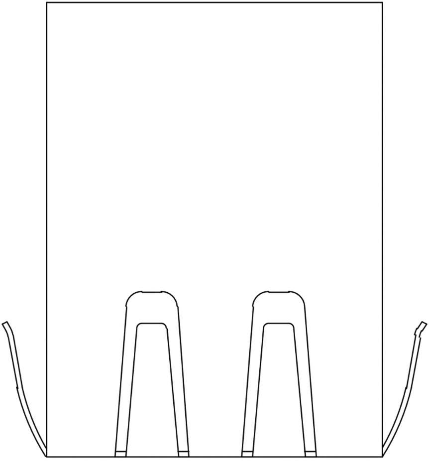Zwei leere Stühle stehen an einem Tisch in einem einfachen, grafischen Diagramm.
