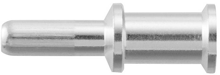 Metallischer Stift oder Bolzen mit zylindrischer Form und zwei umlaufenden Rillen, vermutlich für mechanische oder elektronische Anwendungen.