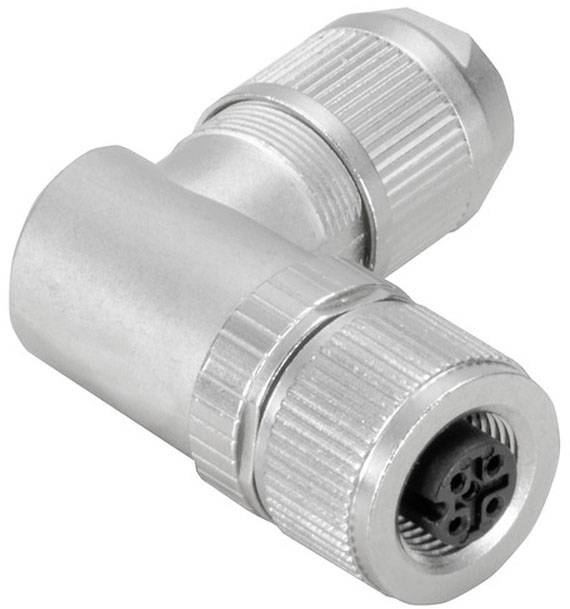 Ein runder, metallischer Steckverbinder mit mehreren kleinen Steckplätzen, geeignet für elektrische Verbindungen in technischen Anwendungen.