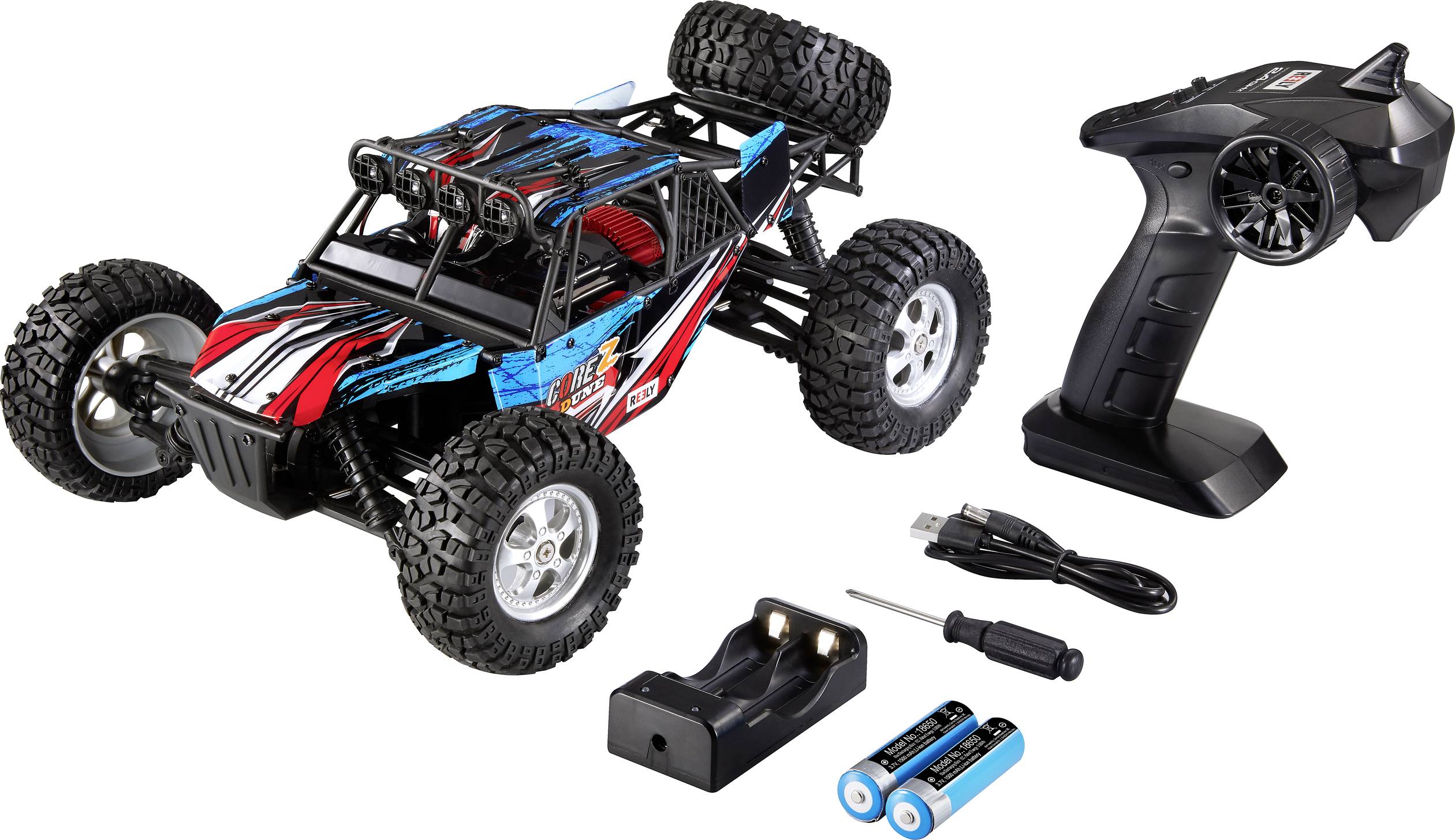 Reely CORE Z Brushed 1:10 XS RC Einsteiger Modellauto Elektro Buggy Allradantrieb (4WD) RtR 2,4 GHz inkl. Akku und Ladekabel