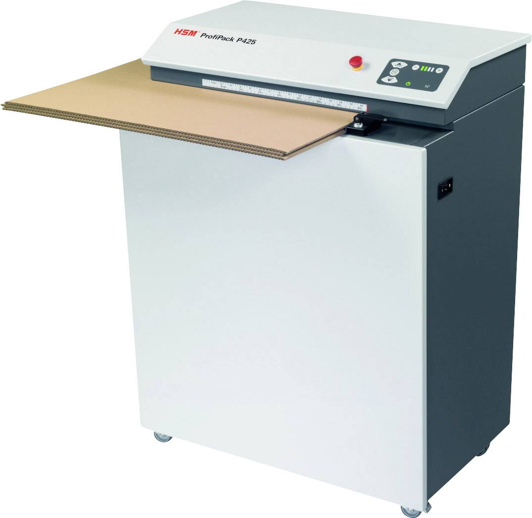 Maschine zur Herstellung von Verpackungsmaterial aus Karton. Der HSM ProfiPack C425 formt Karton in Polstermaterial um.