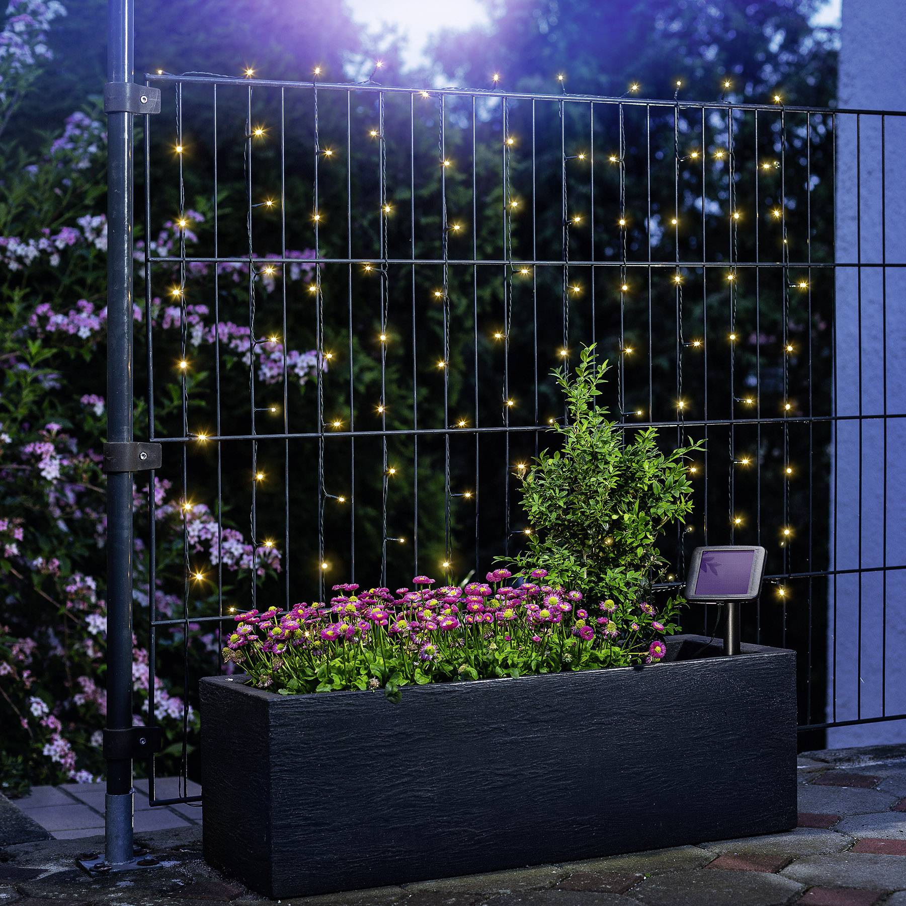 Esotec 102170 Solar-Lichterkette Außen solarbetrieben Anzahl Leuchtmittel 100 LED Warmweiß Beleuchtete Länge: 10m mit Erdspieß