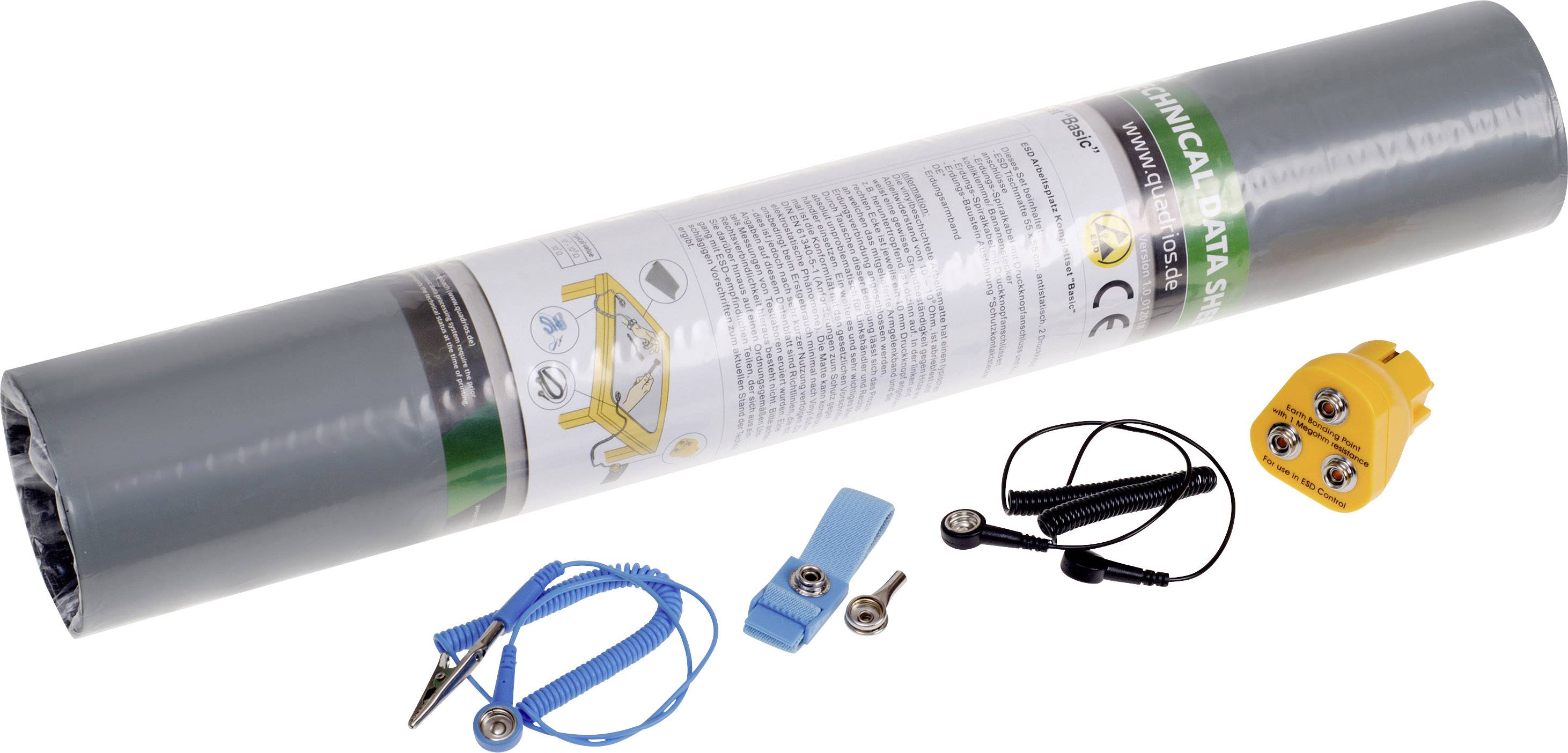 Quadrios ESD-Tischmatten-Set Grau (L x B) 550mm x 550mm