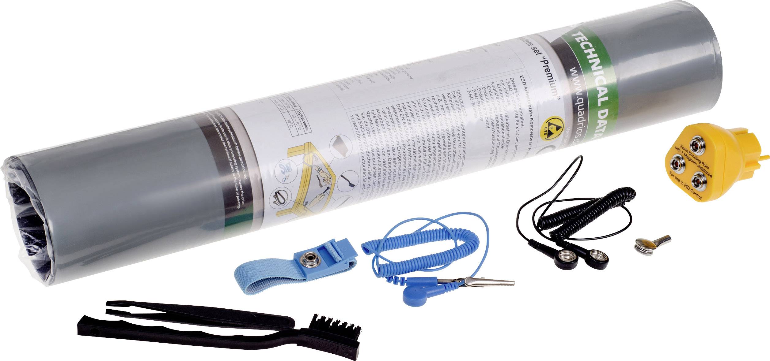 Quadrios ESD-Tischmatten-Set Grau (L x B) 650mm x 500mm