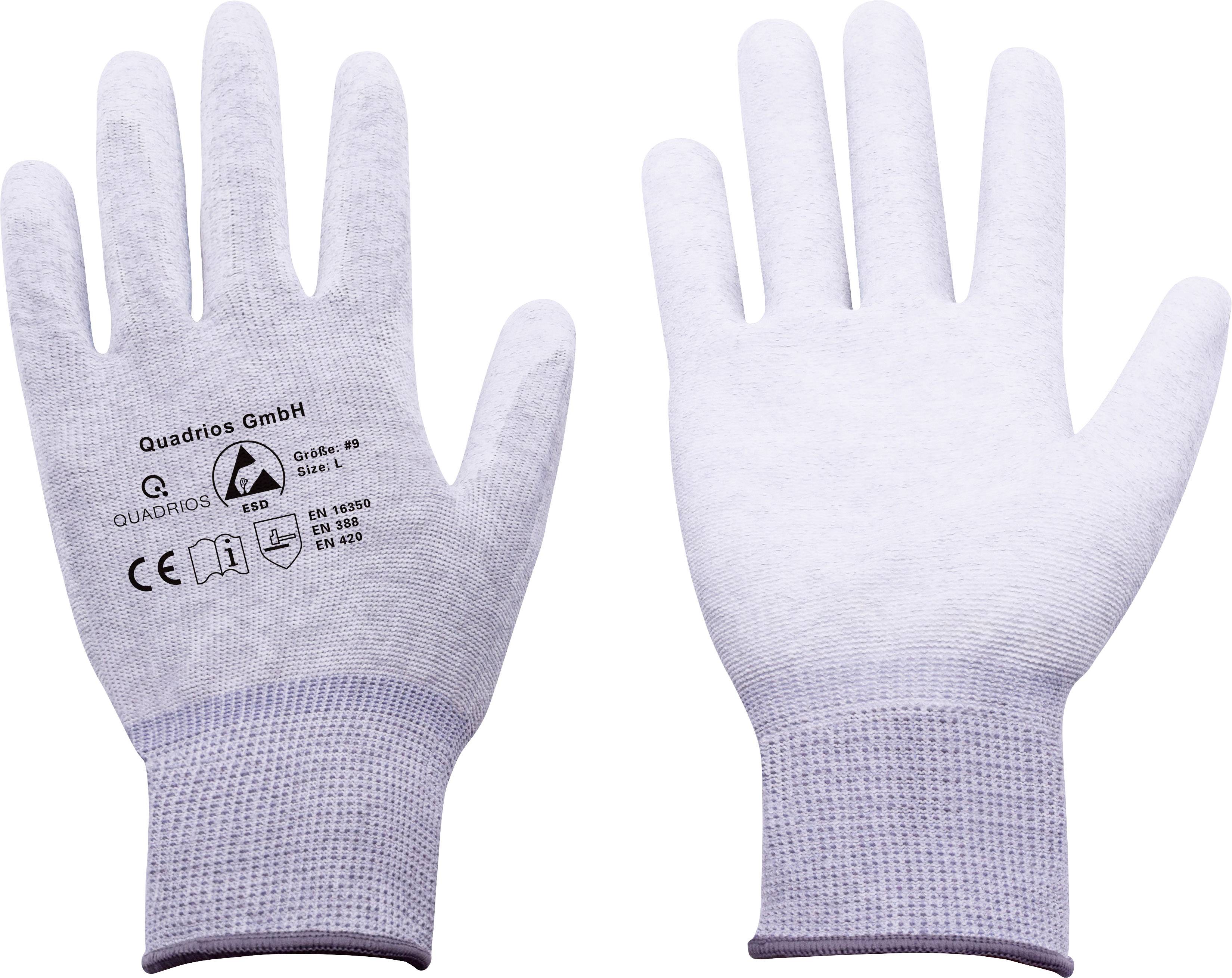 Quadrios ESD-Handschuh Kleider-Größe: L Polyamid, Polyurethan