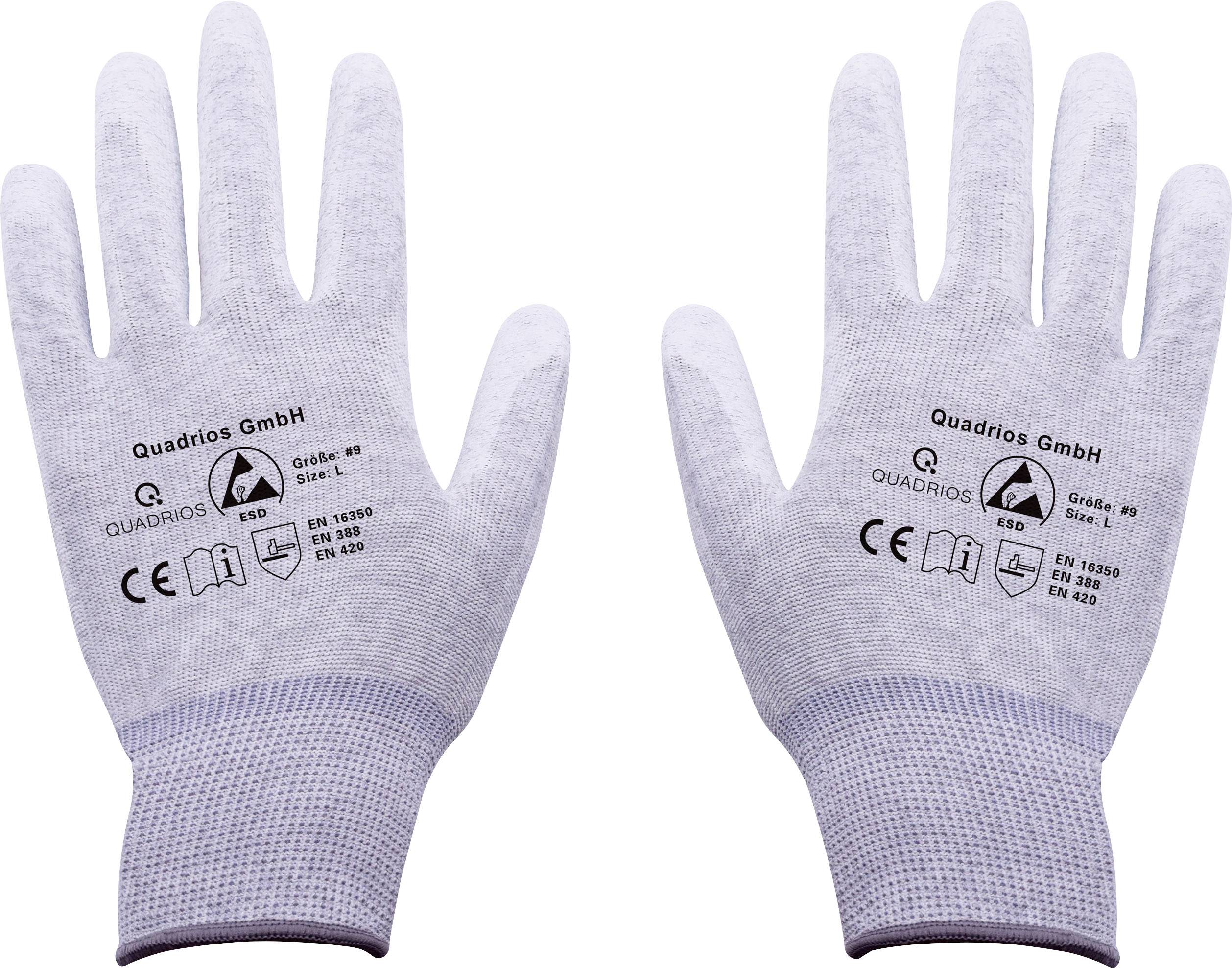 Quadrios ESD-Handschuh Kleider-Größe: L Polyamid, Polyurethan