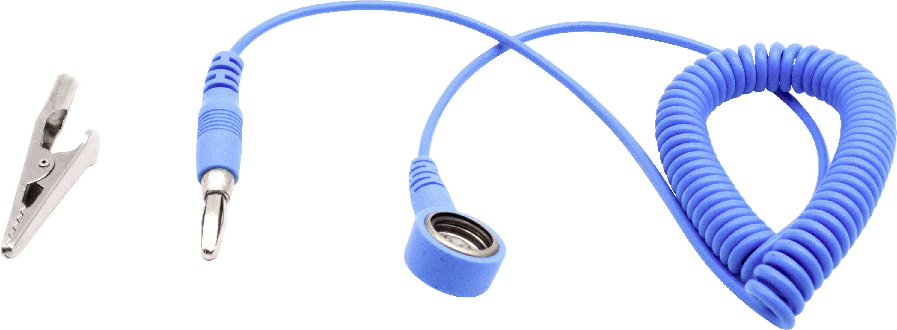 Quadrios ESD-Erdungskabel 1.80m Druckknopf 10 mm, Stecker, Krokodilklemme