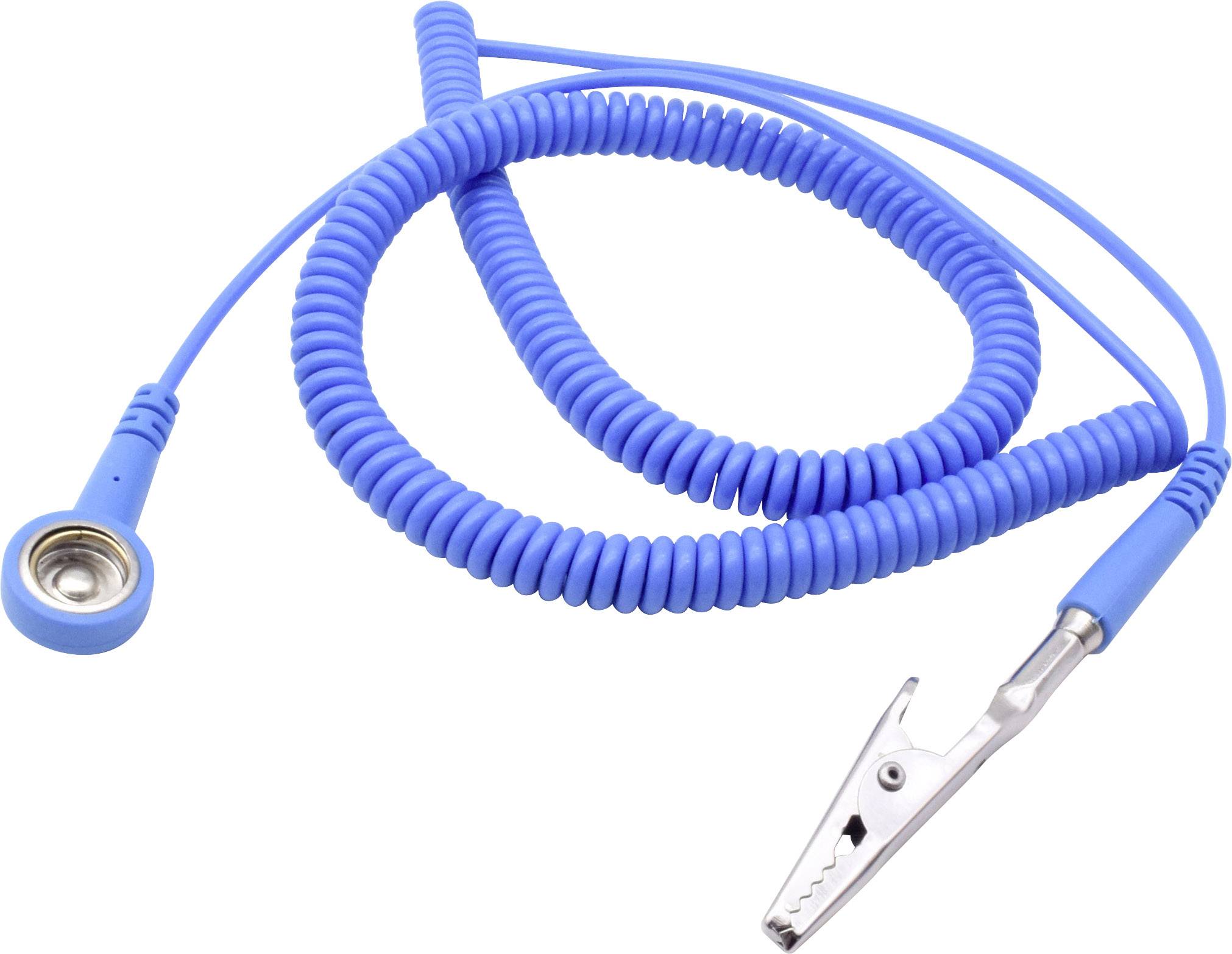 Quadrios ESD-Erdungskabel 3.60m Druckknopf 10 mm, Stecker, Krokodilklemme