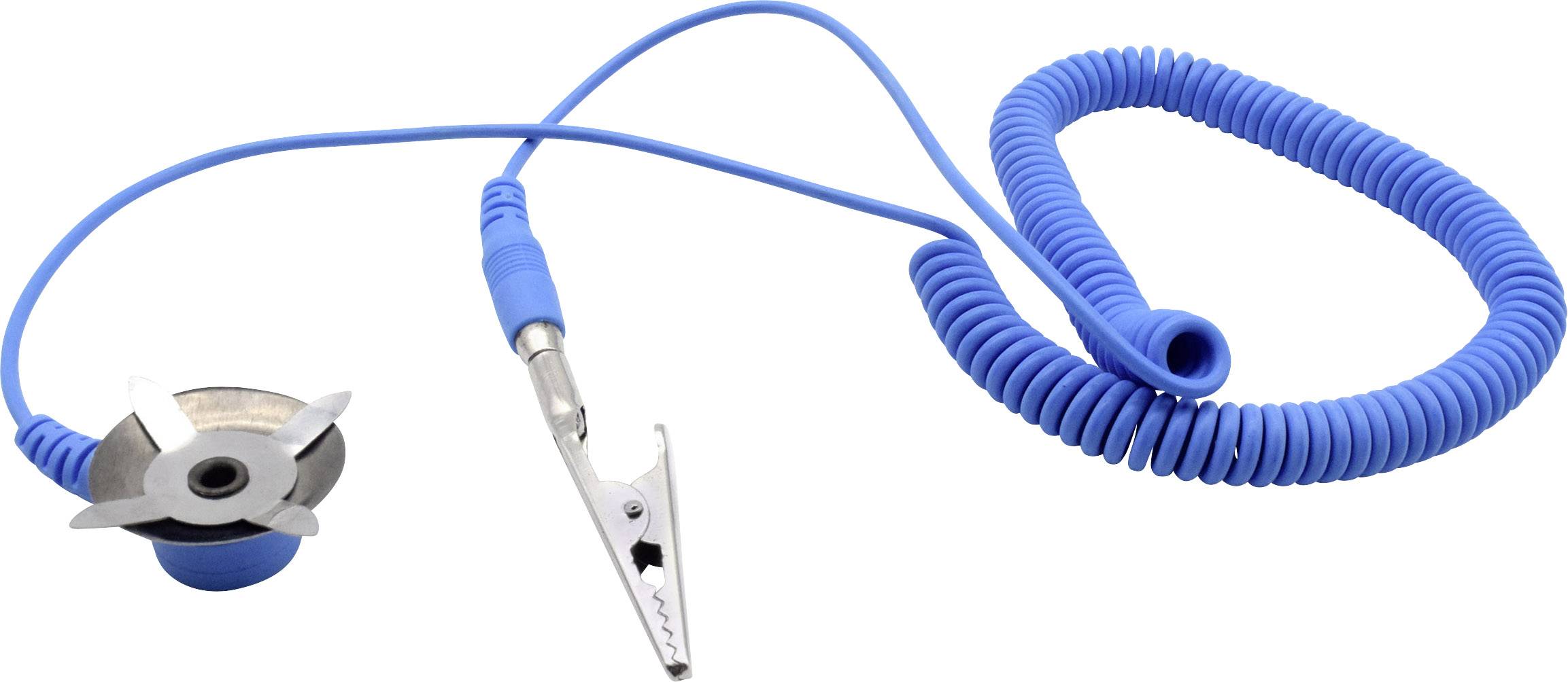 Quadrios ESD-Erdungskabel 1.80 m Klemme, Druckknopf 10 mm, Stecker, Krokodilklemme