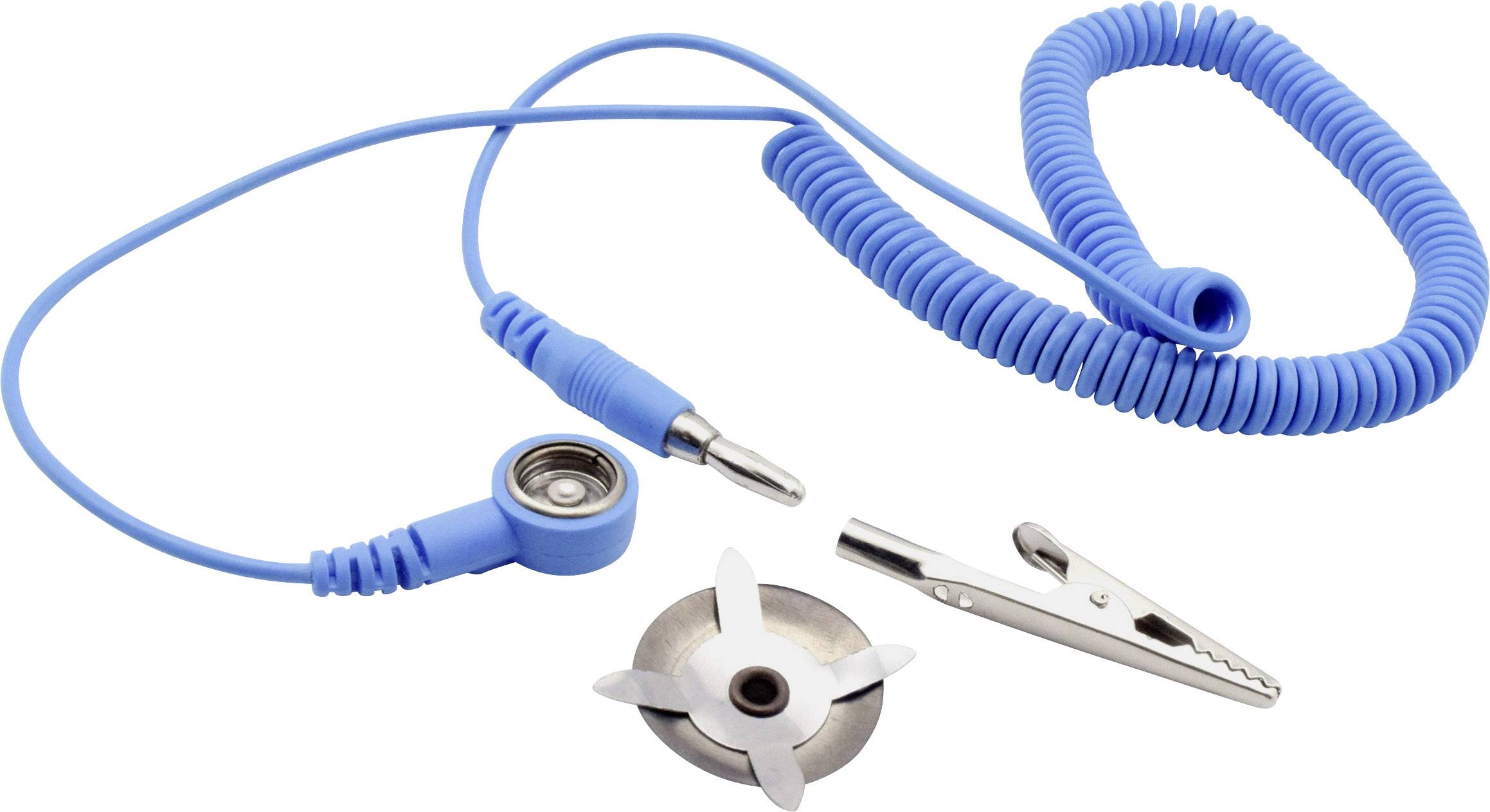 Quadrios ESD-Erdungskabel 1.80 m Klemme, Druckknopf 10 mm, Stecker, Krokodilklemme