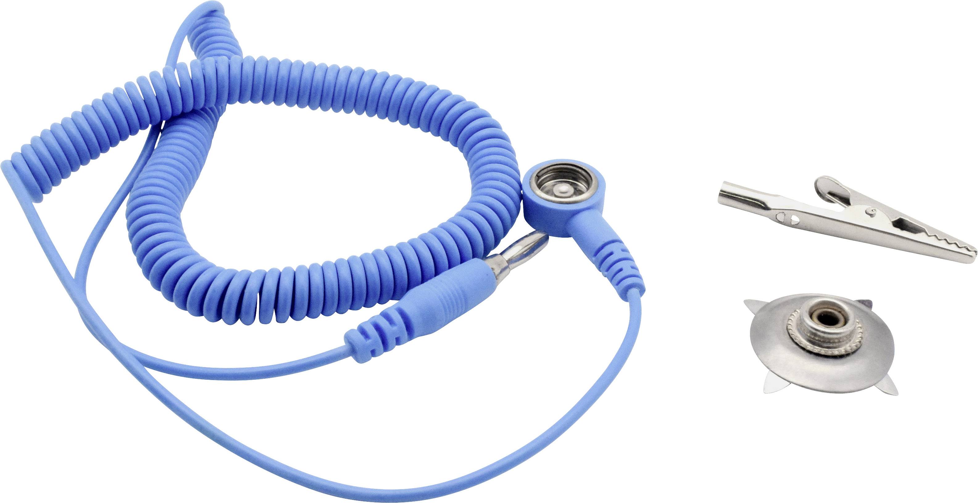 Quadrios ESD-Erdungskabel 1.80 m Klemme, Druckknopf 10 mm, Stecker, Krokodilklemme