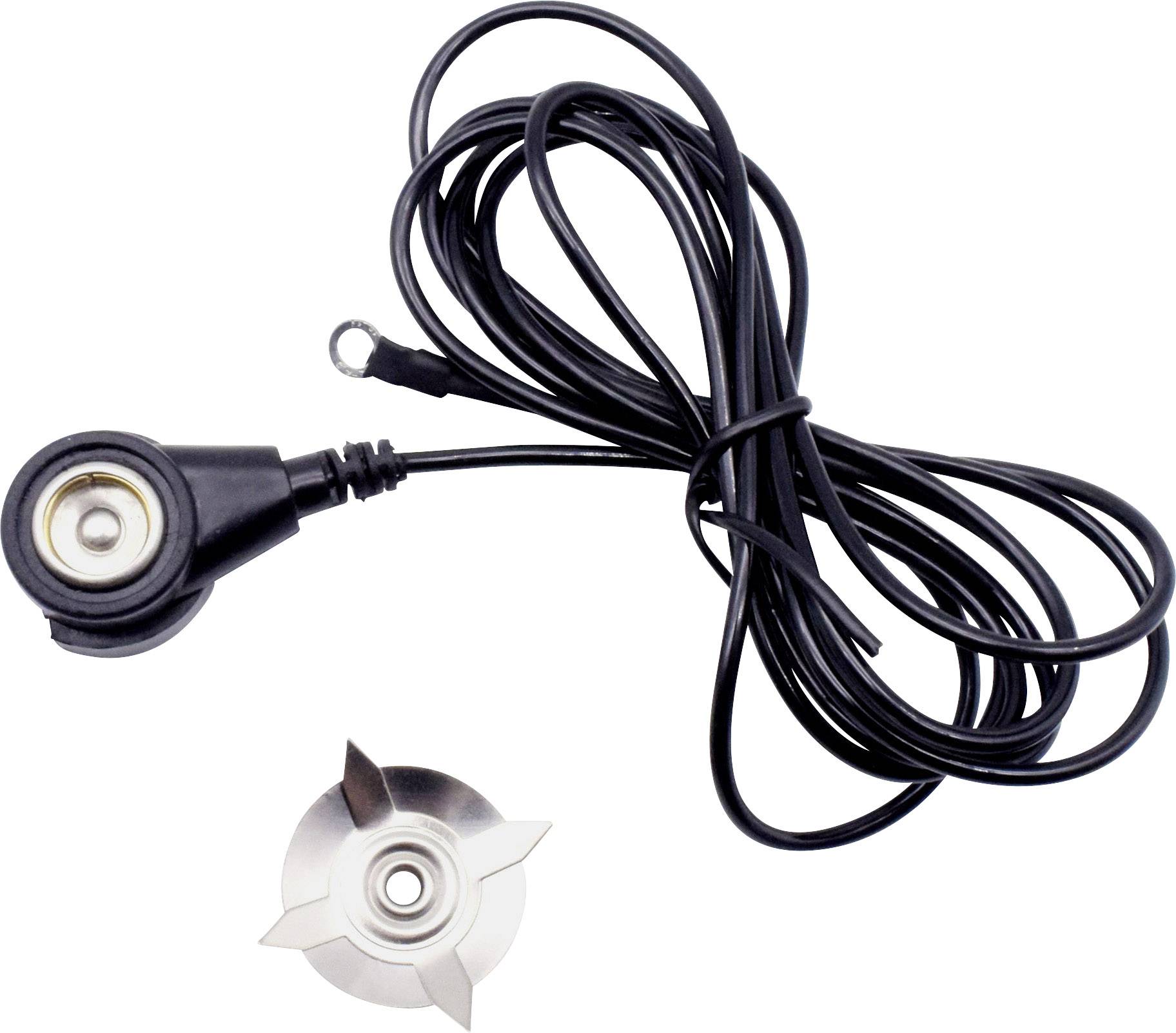Quadrios ESD-Erdungskabel 1.80m Klemme, Druckknopf 10 mm, Ringkabelschuhanschluss