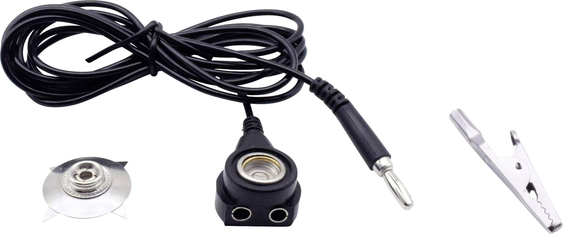 Quadrios ESD-Erdungskabel 1.80m Klemme, Druckknopf 10 mm, Buchse, Krokodilklemme