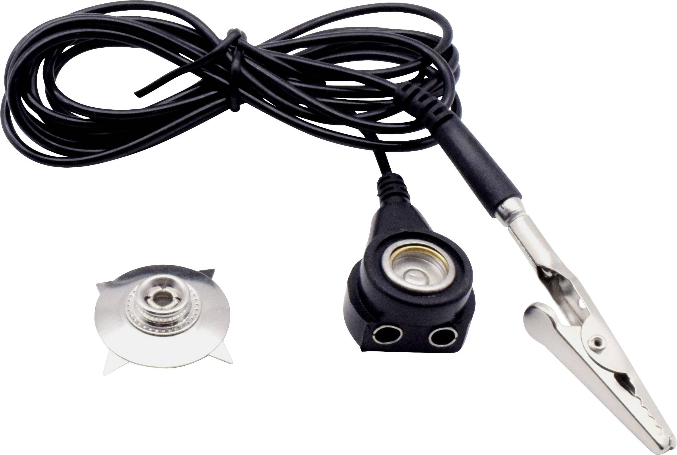 Quadrios ESD-Erdungskabel 1.80m Klemme, Druckknopf 10 mm, Buchse, Krokodilklemme