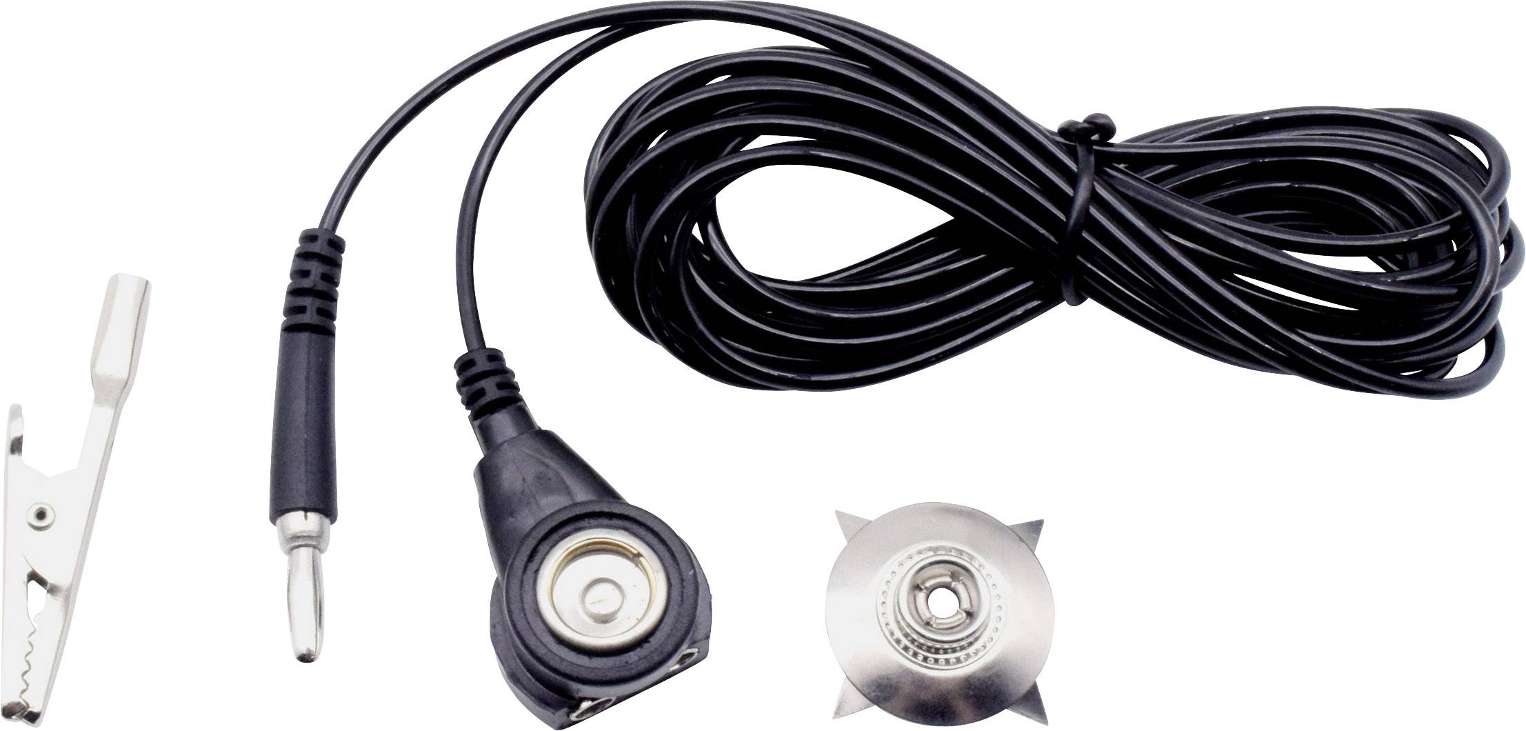 Quadrios ESD-Erdungskabel 3.60m Klemme, Druckknopf 10 mm, Buchse, Krokodilklemme