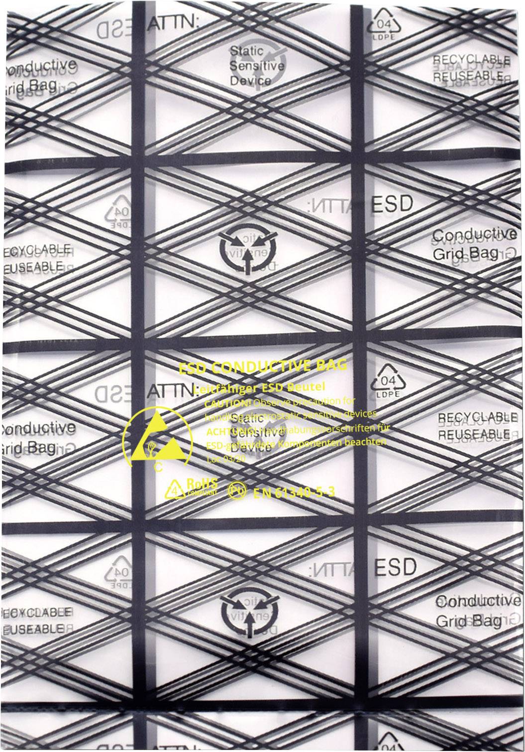 Quadrios ESD-Beutel (L x B) 75mm x 125mm leitfähig ESD-Kennbuchstabe C 10St.