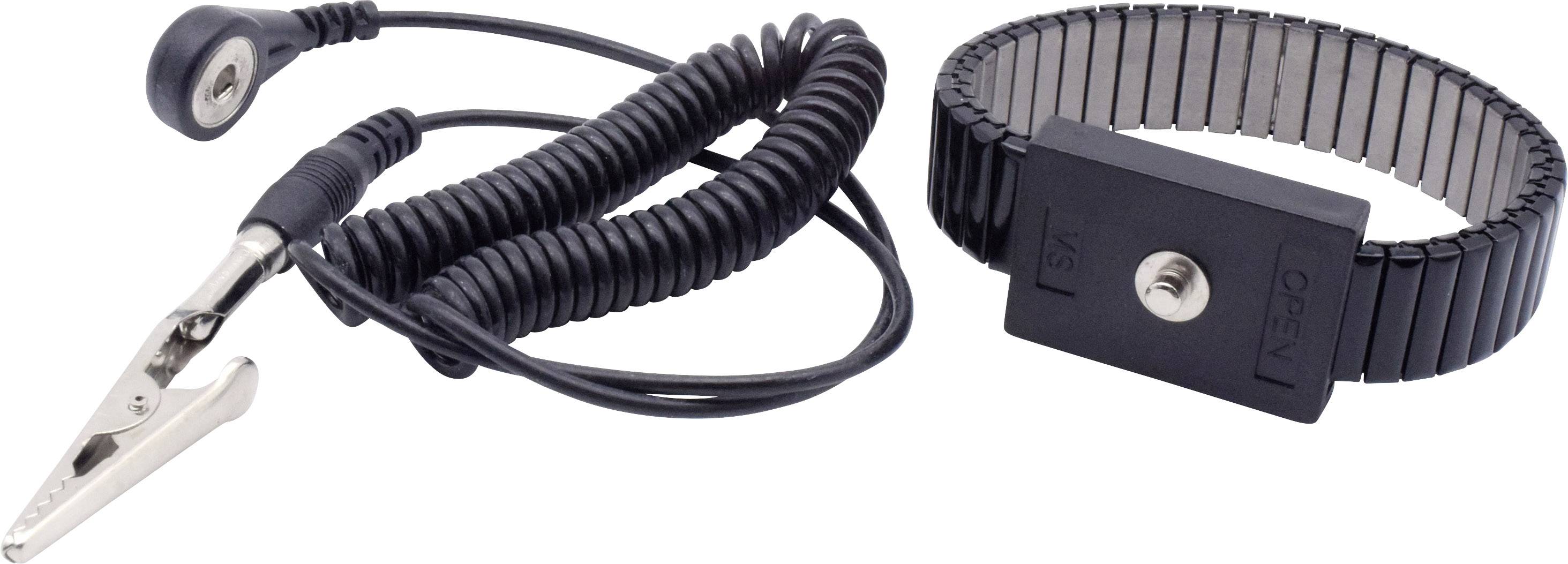 Anti-statische ESD-Armbandschnur mit Krokodilklemme, zur Ableitung statischer Elektrizität bei der Arbeit an elektronischen Geräten.