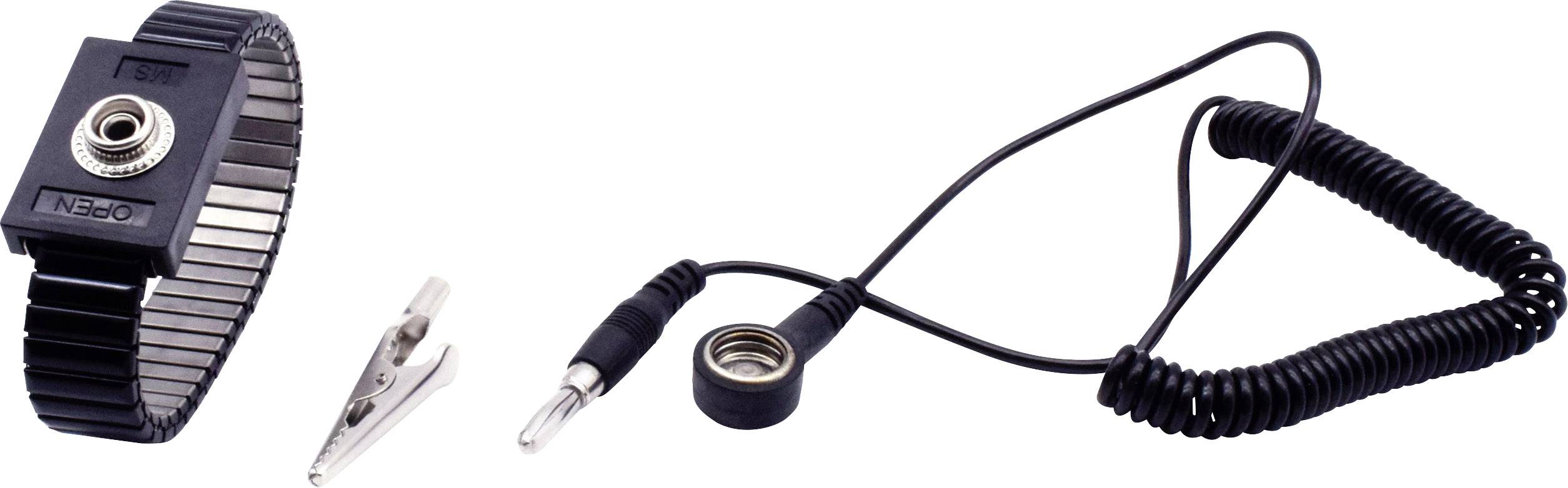 Quadrios ESD-Handgelenkband Schwarz Druckknopf 10mm