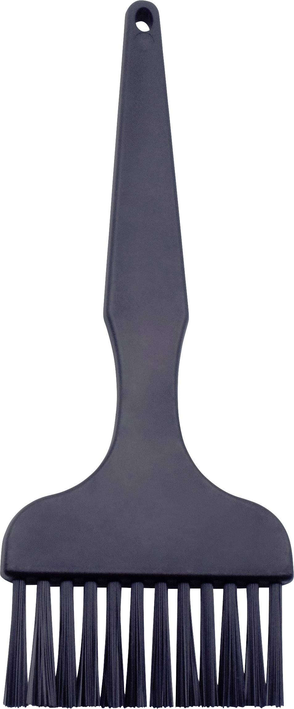 Schwarzer Backpinsel mit langen Borsten und einem Loch im Griff zum Aufhängen. Ideal zum Bestreichen von Gebäck oder Grillgut.