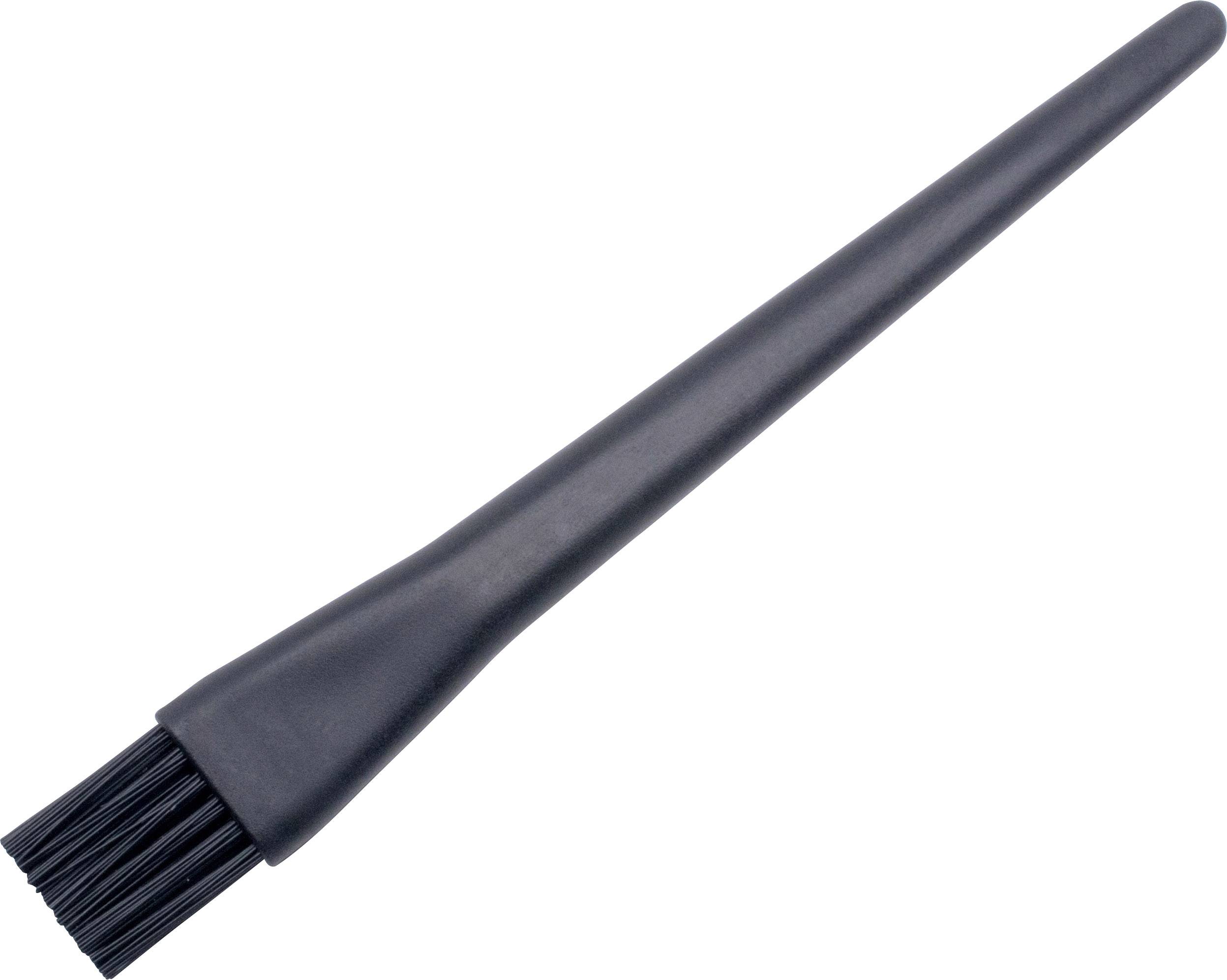 Ein schwarzer Pinsel mit langem Griff und kurzen Borsten, hauptsächlich für Haarfärbeanwendungen verwendet.