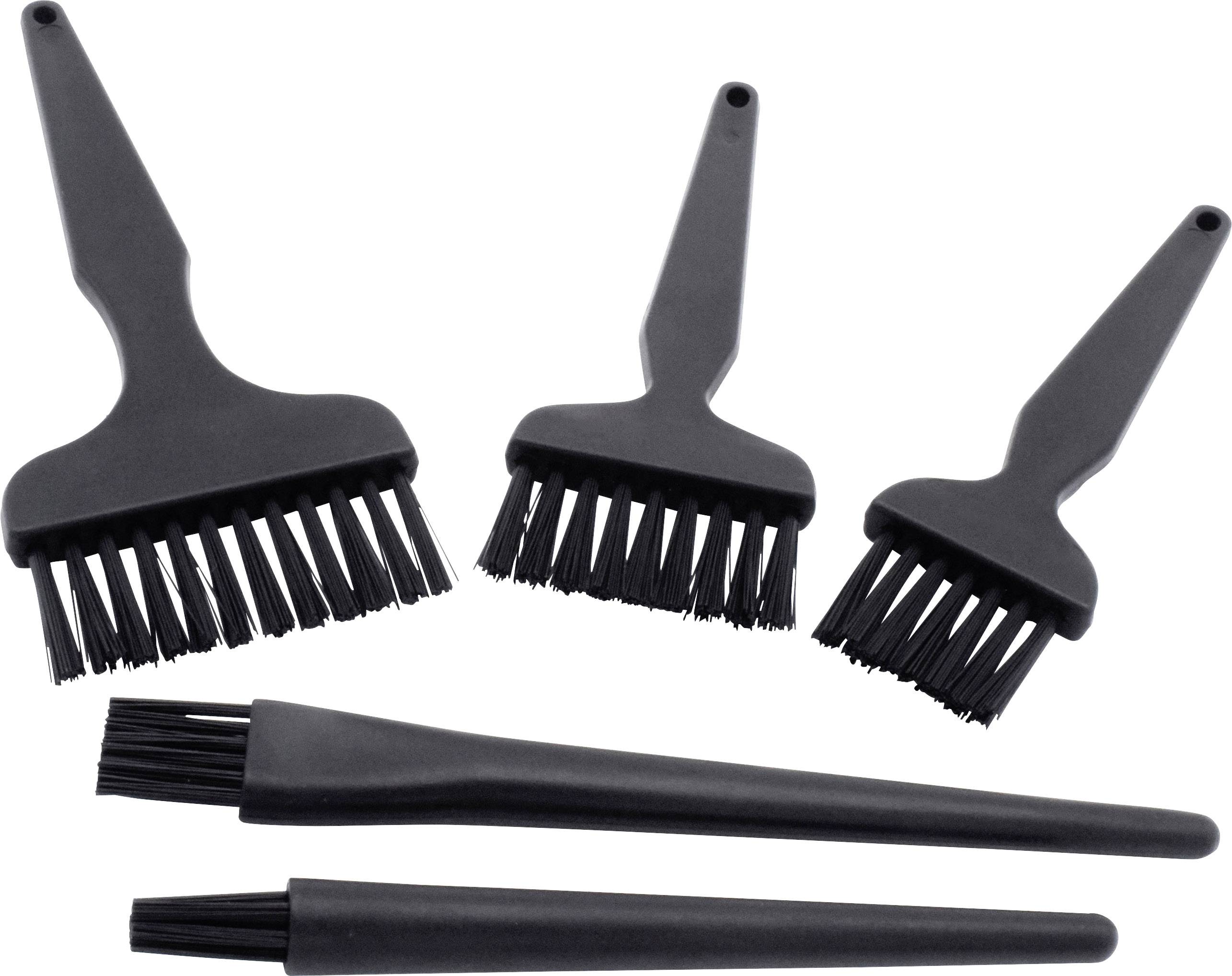 Schwarze Reinigungsbürsten in verschiedenen Größen, geeignet für die Reinigung von schwer zugänglichen Stellen in Geräten oder Maschinen.