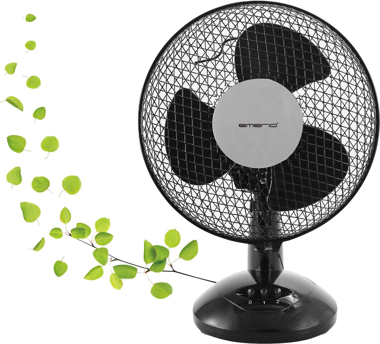 EMERIO Tischventilator 25 W (Ø x H) 23 cm x 36 cm Schwarz Oszillierend