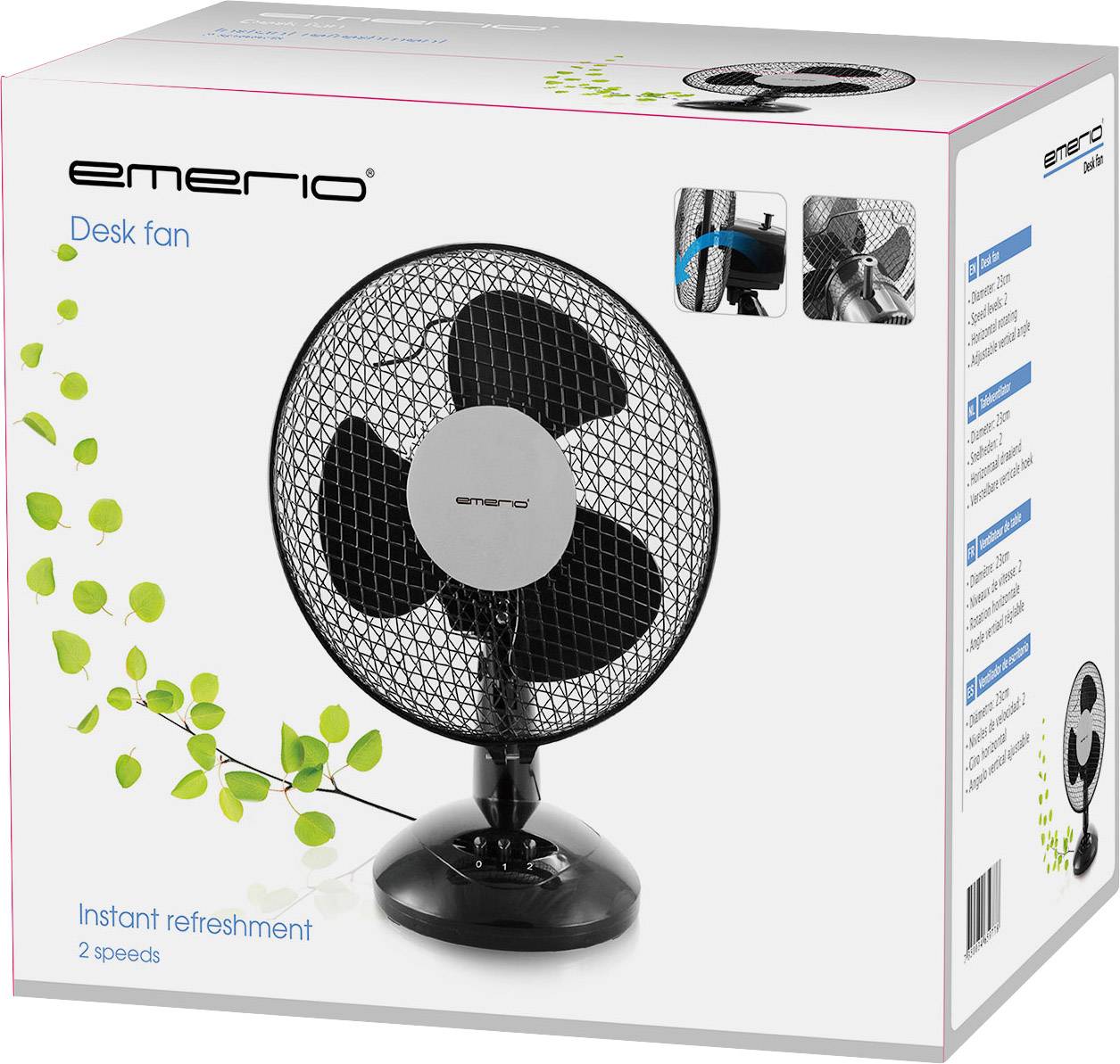 EMERIO Tischventilator 25 W (Ø x H) 23 cm x 36 cm Schwarz Oszillierend