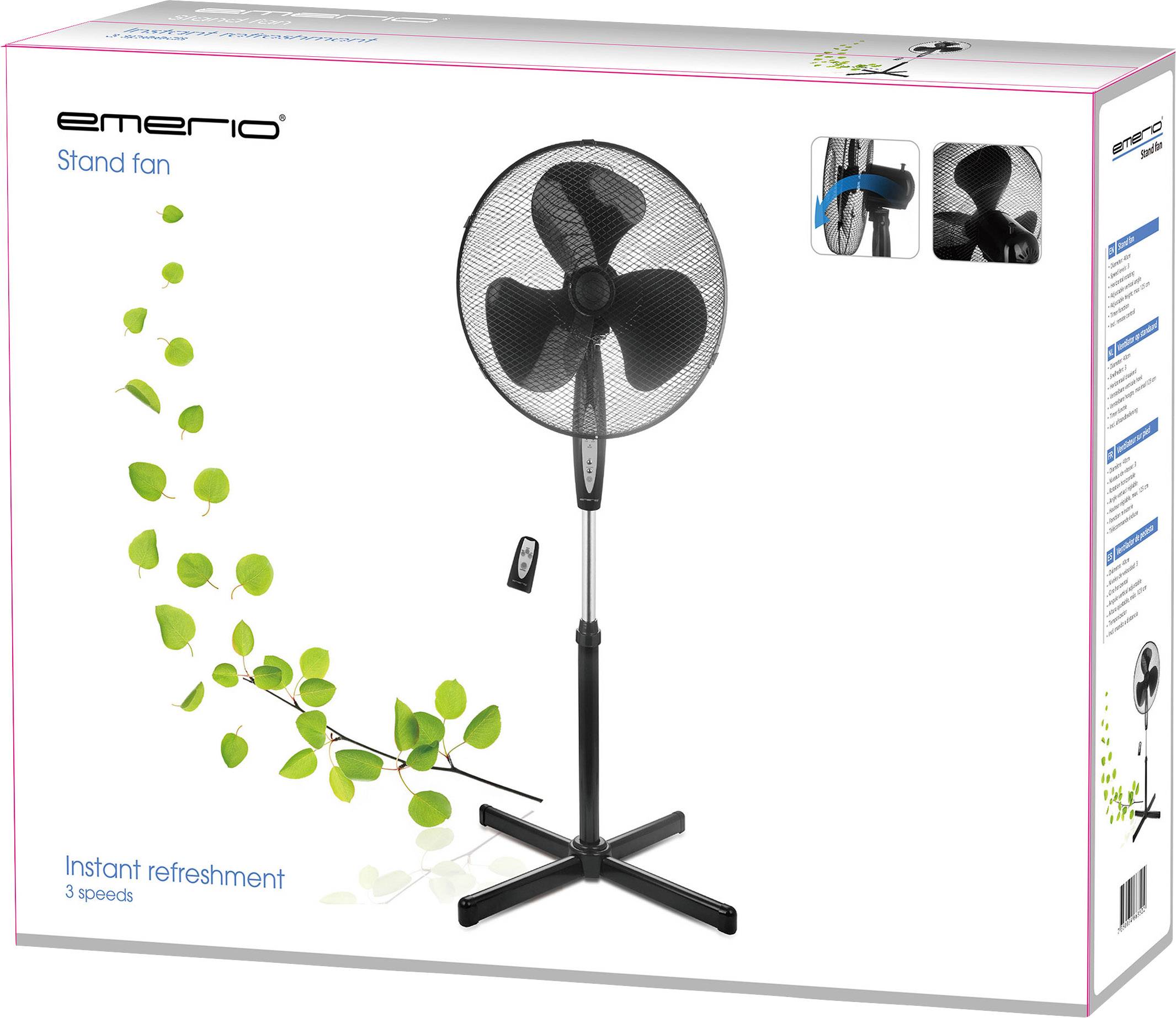 EMERIO Standventilator 45W Schwarz