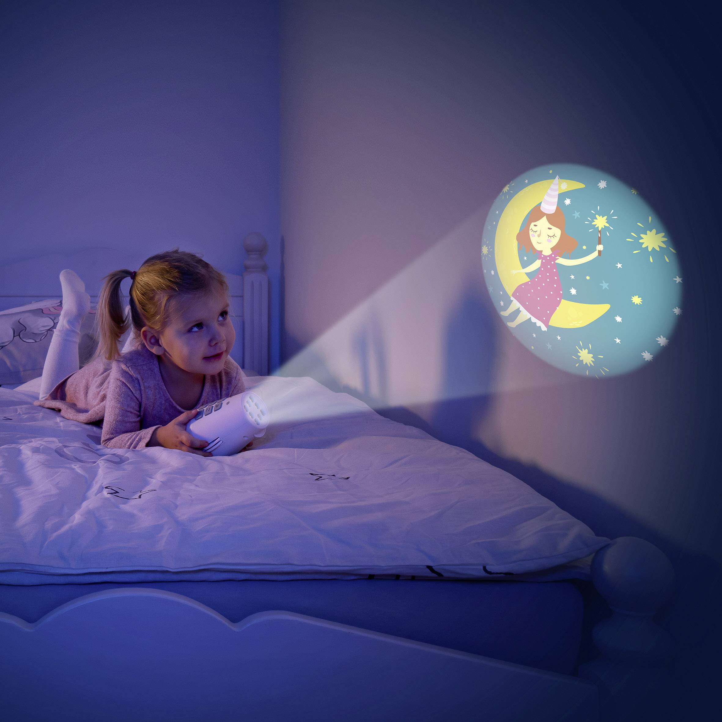 REER 52110 LED-Nachtlicht mit Projektor und Spieluhr Zylindrisch LED Mehrfarbig Weiß