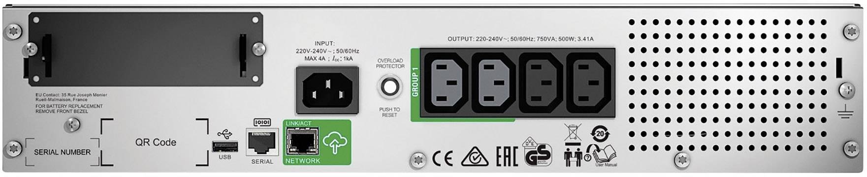 APC SMT750RMI2UC USV 750 VA Anzahl Ausgänge 4 x