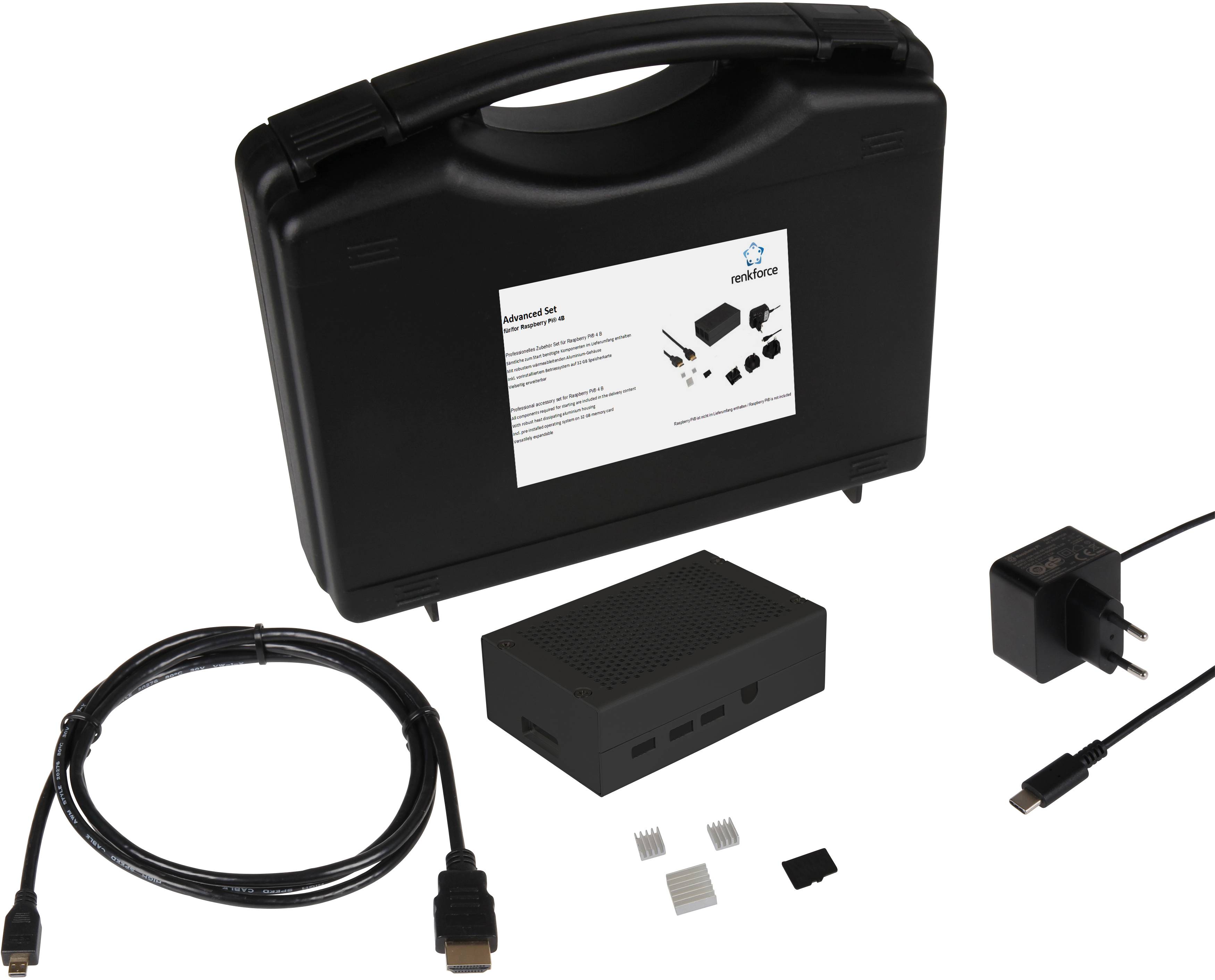 Renkforce Advanced Set f. Raspberry Pi® 4 B inkl. Gehäuse, inkl. Netzteil, inkl. HDMI™-Kabel, ink