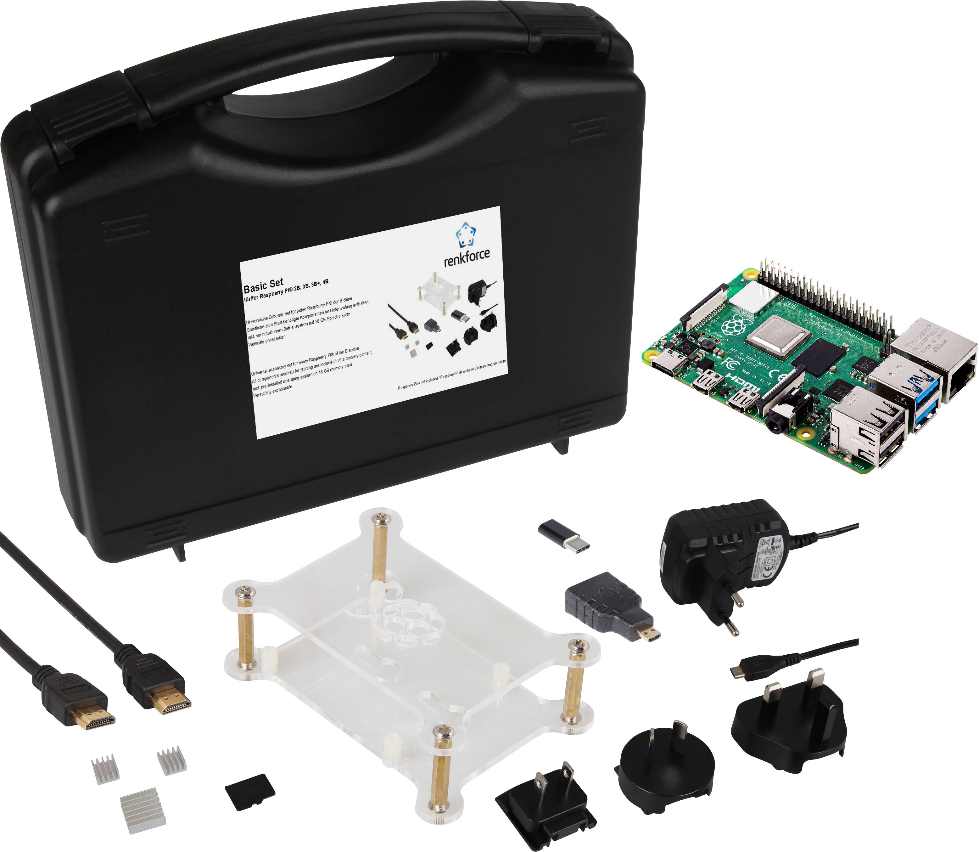 Renkforce Basic Set Raspberry Pi® 4 B 1 GB 4 x 1.5 GHz inkl. Gehäuse, inkl. Netzteil, inkl. HDMI™