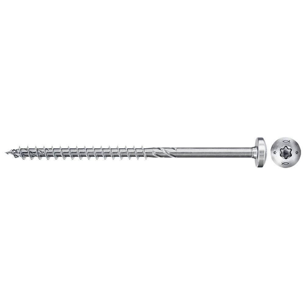 Metallschraube mit Torx-Kopf, fein geschnittenes Gewinde, langer Schaft.