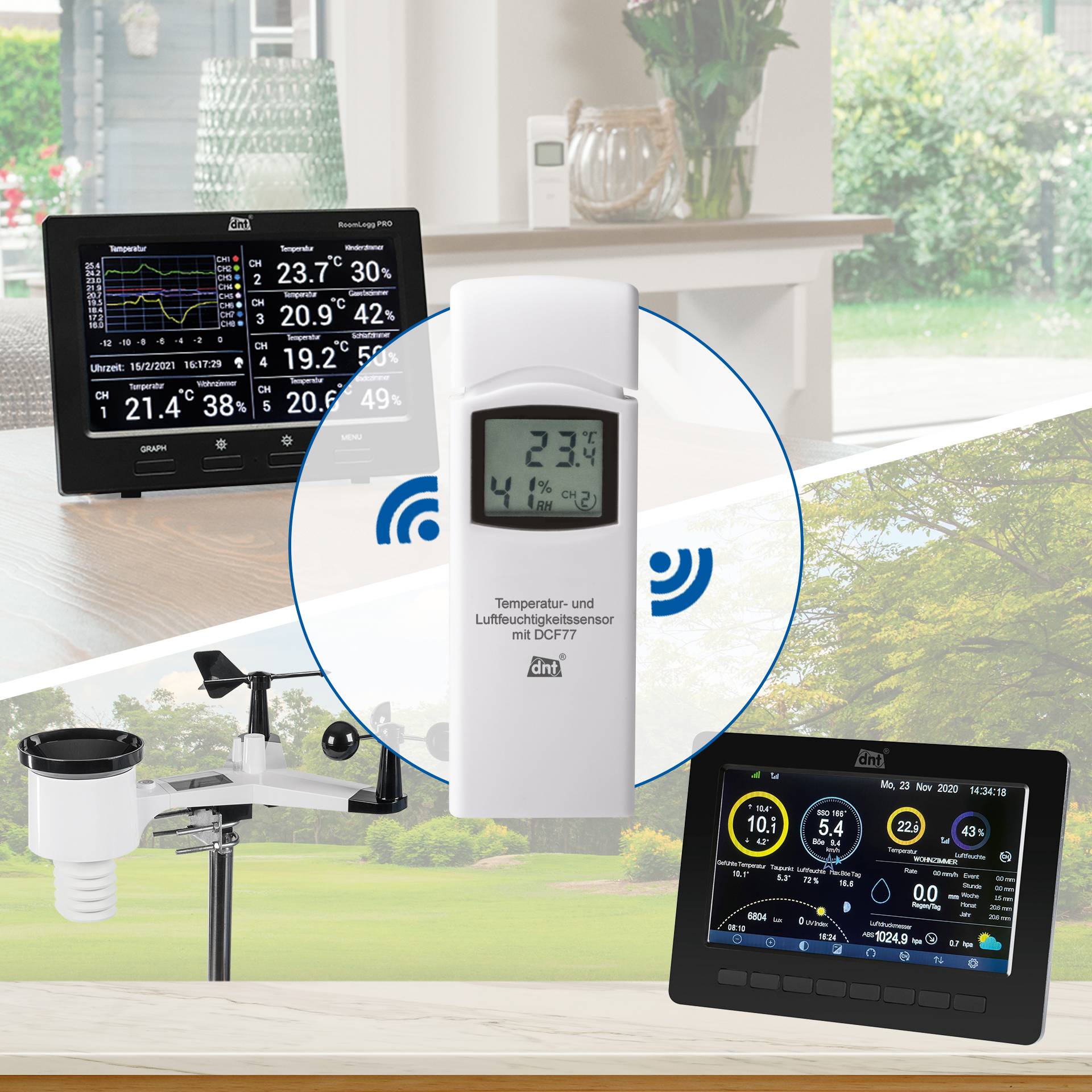 dnt DNT000005 RoomLogg PRO_WeatherScreen PRO Thermo-/Hygrosensor Funk 868 MHz