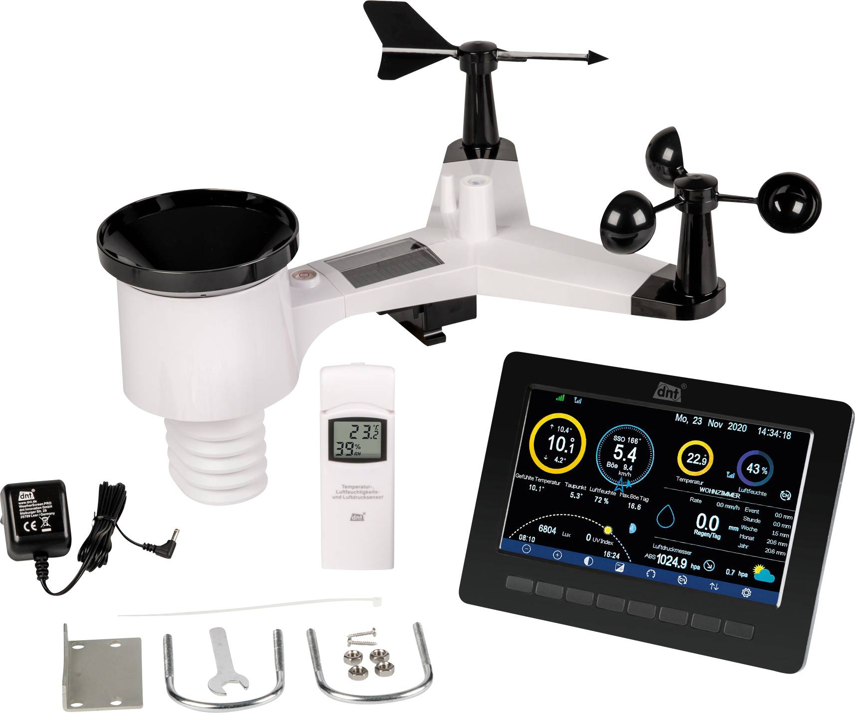 dnt WeatherScreen PRO DNT000008 Digitale-Wetterstation Anzahl Sensoren max. 9