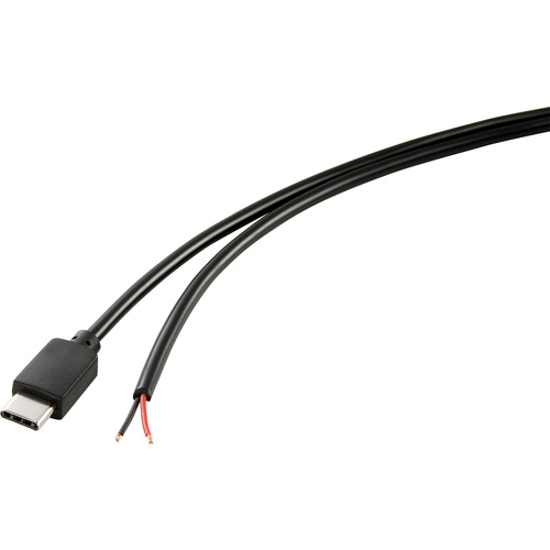 TRU COMPONENTS Strom-Kabel Raspberry Pi [1x USB-C® Stecker - 1x offene Kabelenden] 1.00m Schwarz