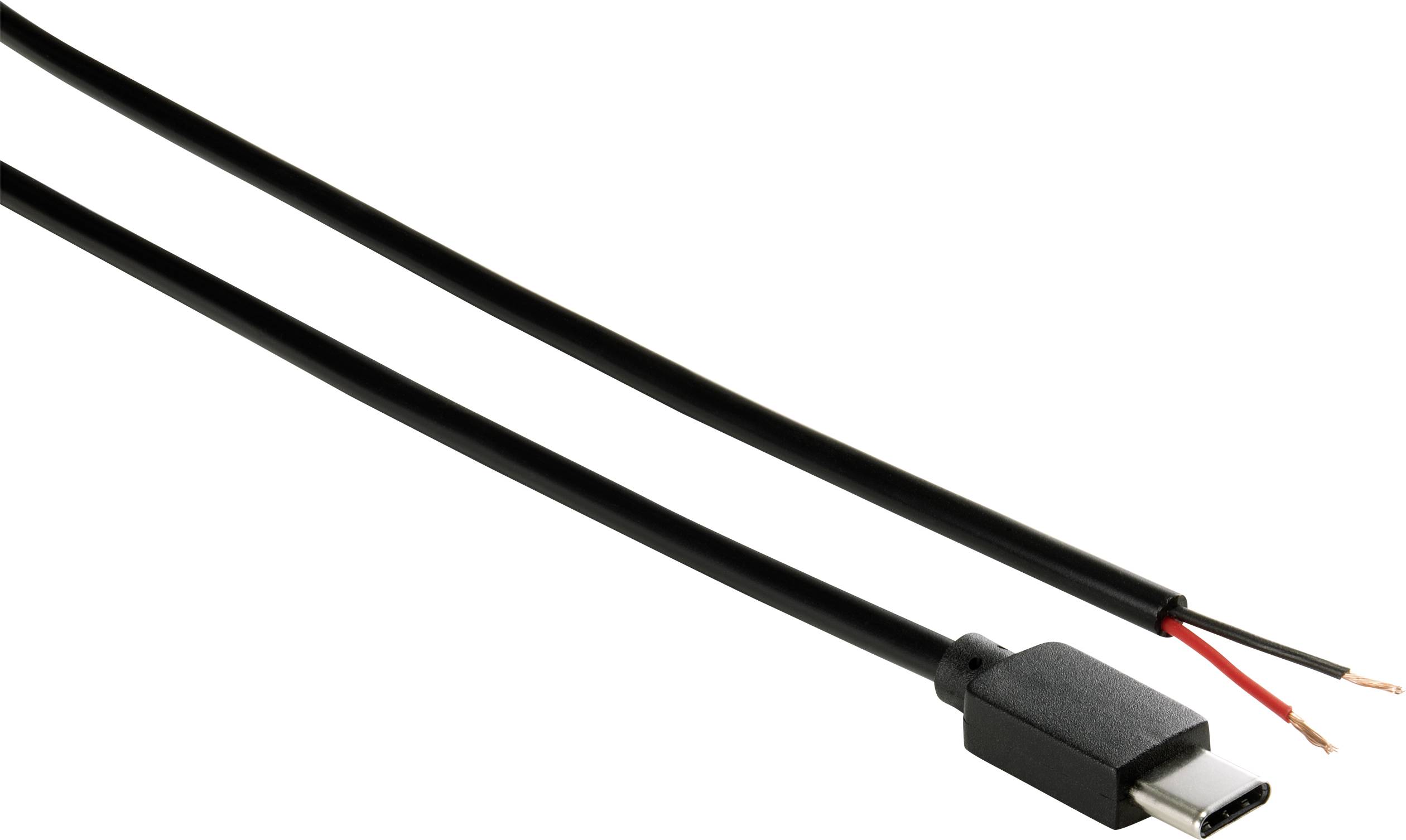 TRU COMPONENTS Strom-Kabel Raspberry Pi® [1x USB-C® Stecker - 1x offene Kabelenden] 1.00 m Schwarz