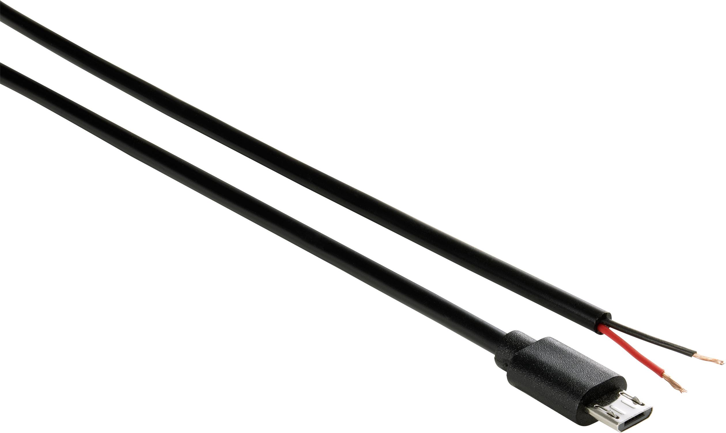 TRU COMPONENTS Strom-Kabel Raspberry Pi®, BBC micro:bit [1x USB 2.0 Stecker Micro-B - 1x offene Kabelenden] 1.00m Schwarz