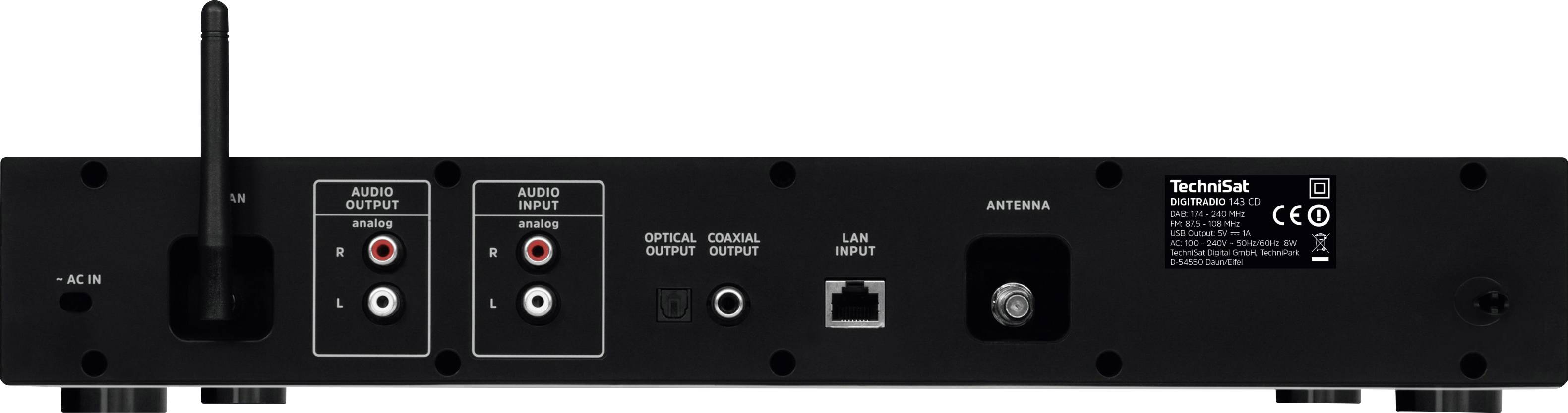 TechniSat DIGITRADIO 143 CD Internet CD-Radio DAB+, UKW, Internet Bluetooth®, WLAN Schwarz