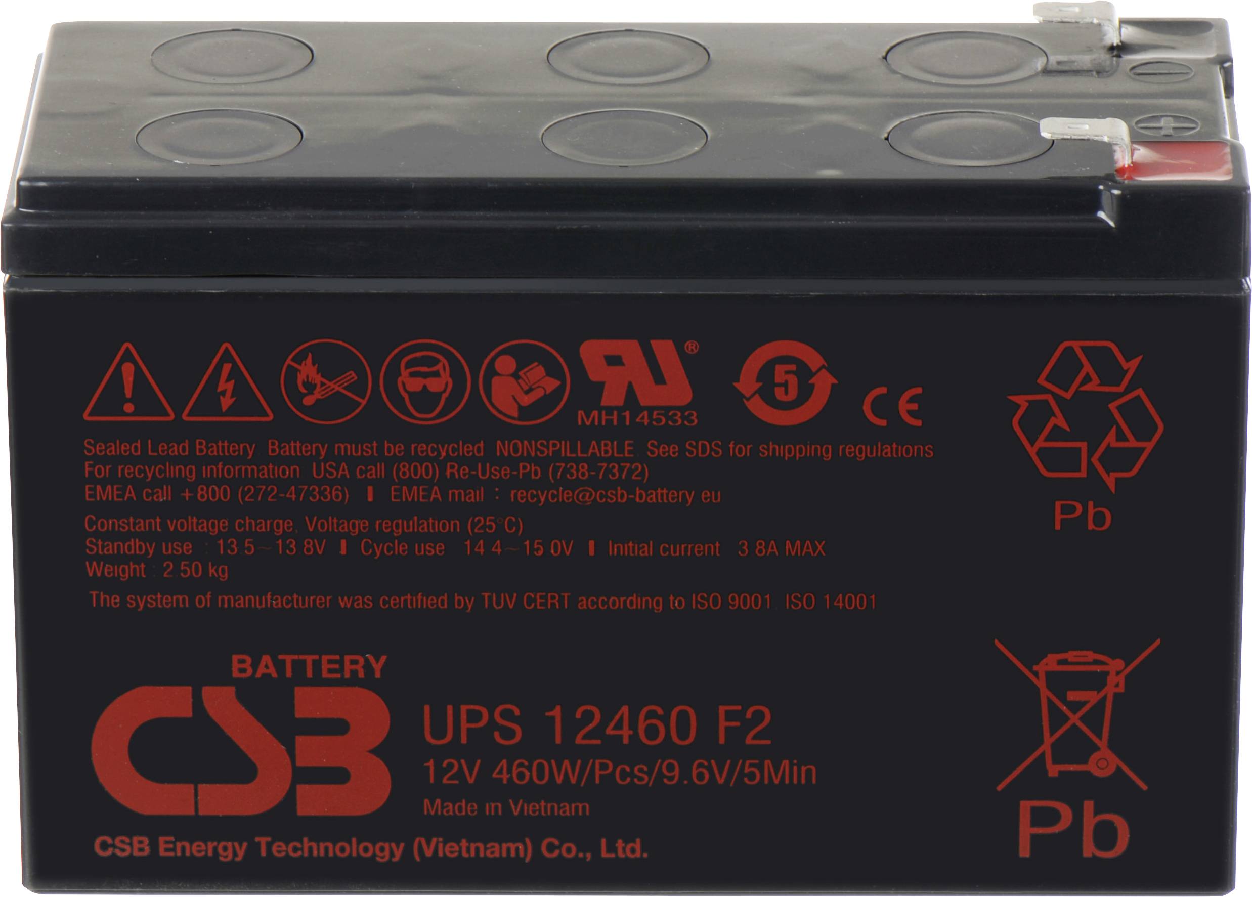 CSB Battery UPS 12460 high-rate UPS12460F2 Bleiakku 12 V 9.6 Ah Blei-Vlies (AGM) (B x H x T) 151 x