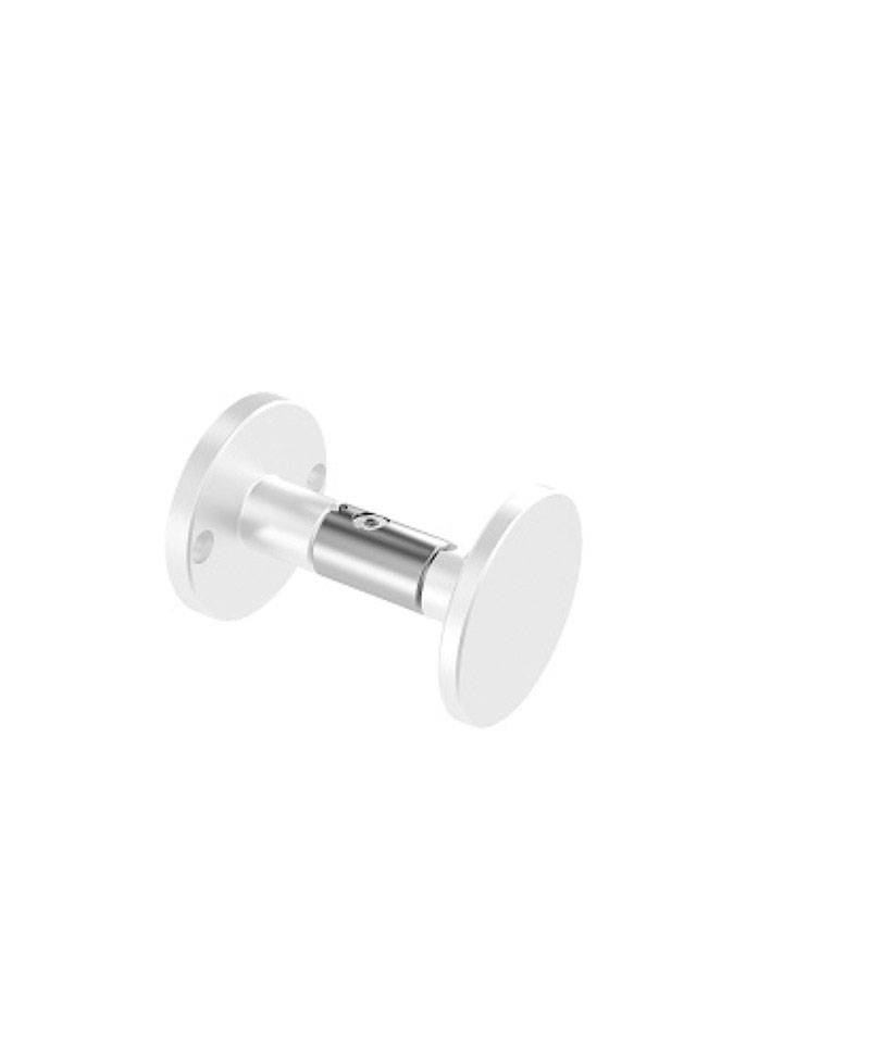 Ein zylindrisches Metallbauteil mit zwei runden Endplatten, verbunden durch einen kurzen zylindrischen Mittelteil.
