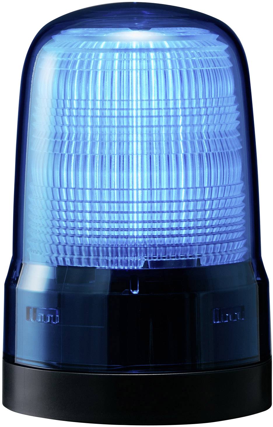 Blaues Warnlicht, das blinkt. Signalisiert eine Warnung oder einen Notfall. Häufig auf Einsatzfahrzeugen verwendet.