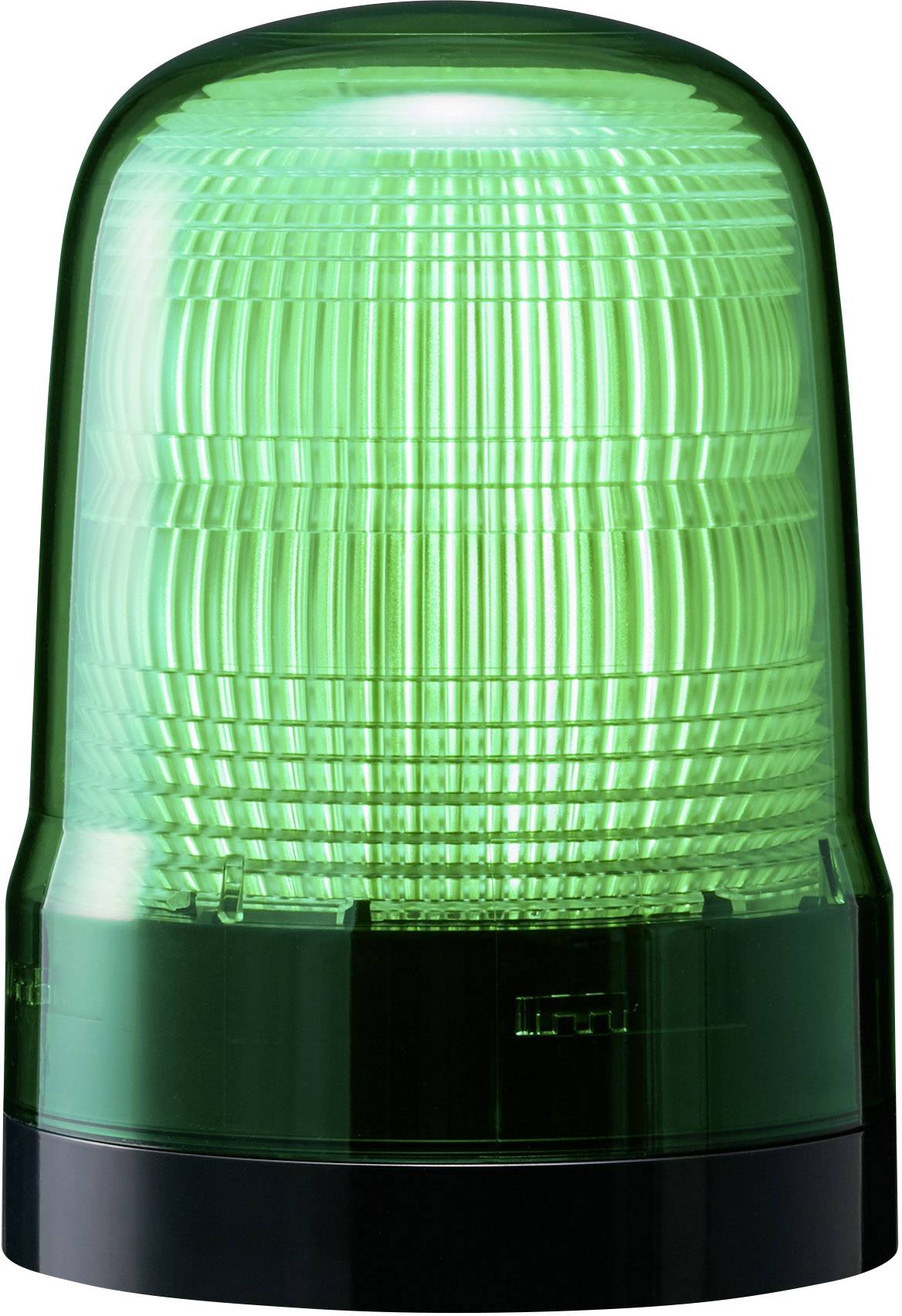 Ein grünes Blinklicht mit gerillter Abdeckung, oft verwendet als Warnleuchte oder Signalanzeige in Notfallsituationen.
