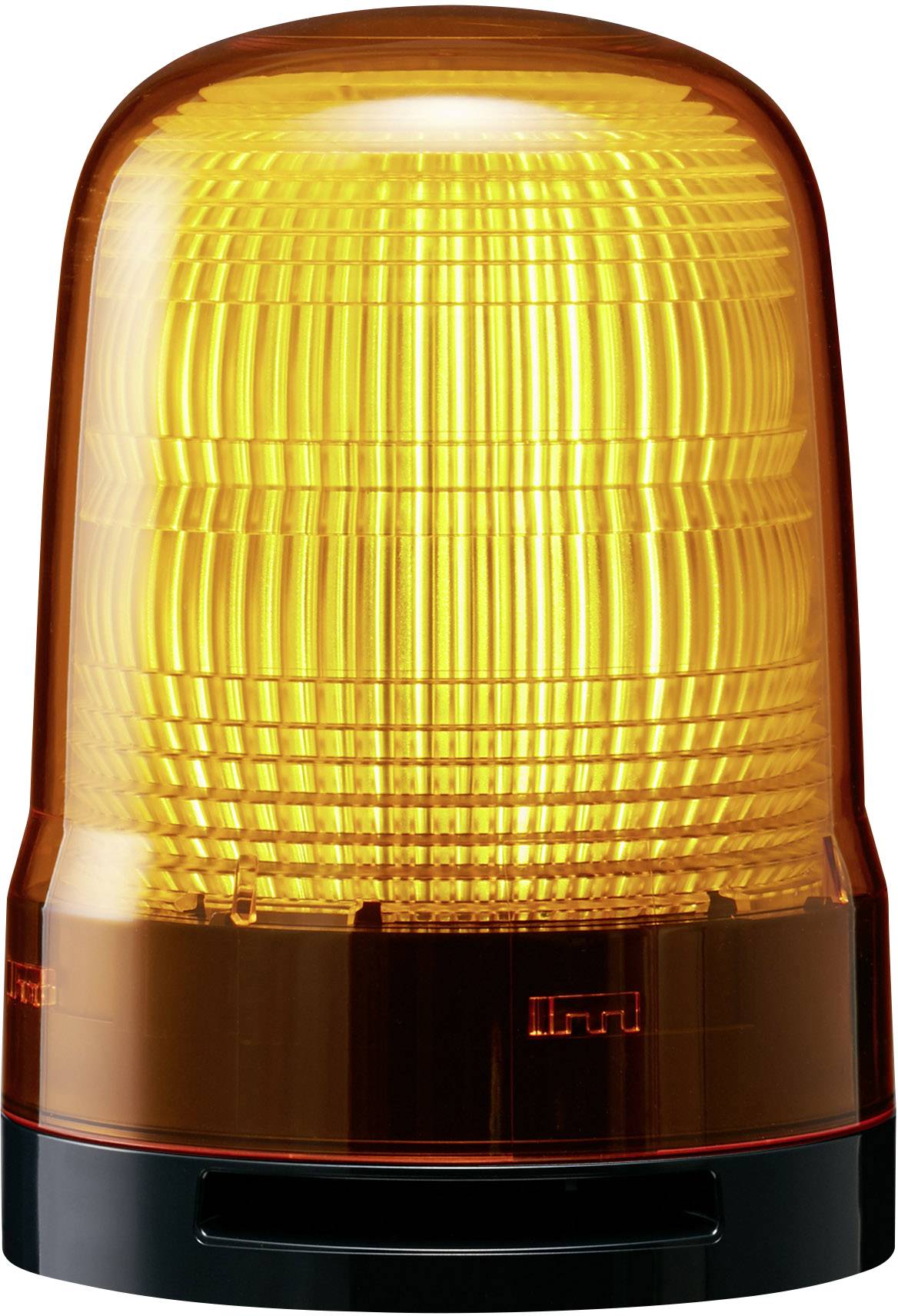 Gelbes Warnlicht in Form eines rotierenden Leuchtfeuers, oft auf Fahrzeugen oder Maschinen zur Sicherung oder Warnung verwendet.