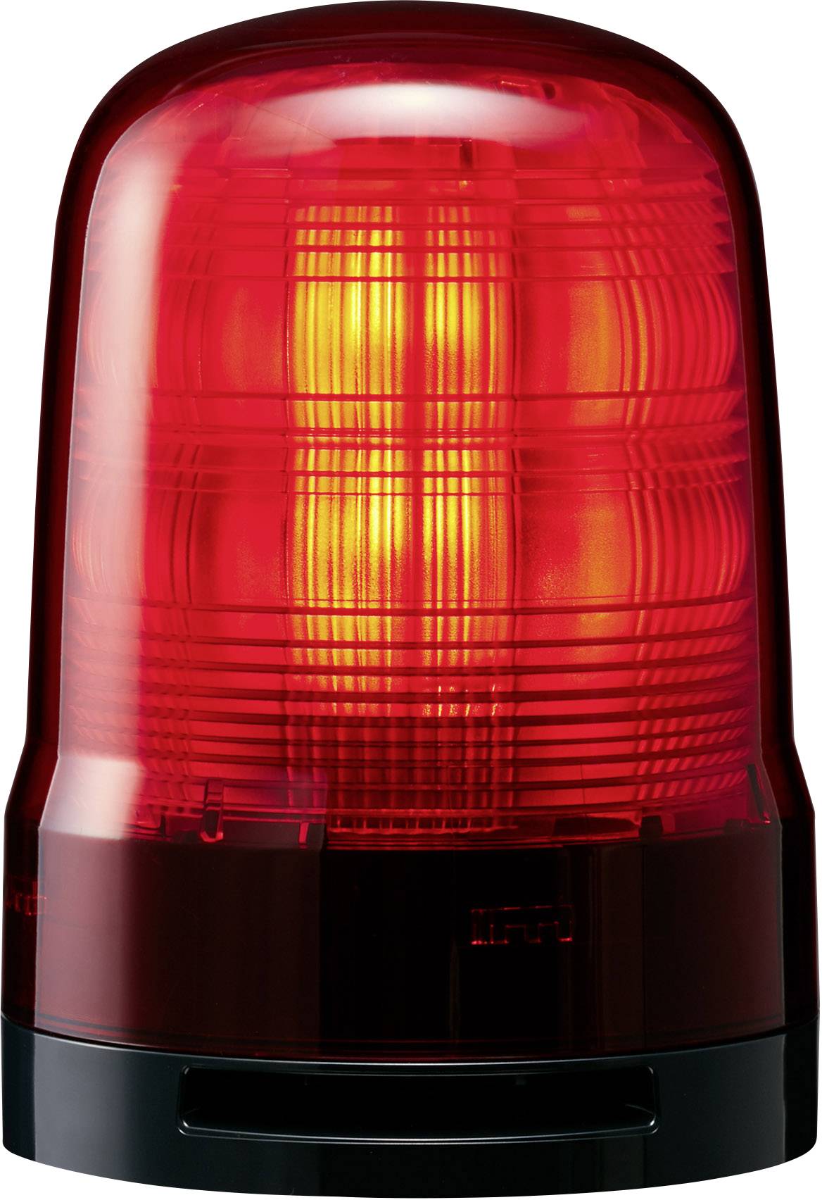 Rotes Warnlicht in Form einer Sirene, leuchtet hell, signalisiert Gefahr oder Notfall, häufig in Sicherheits- oder Alarmanlagen verwendet.