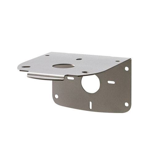 Metallhalterung mit Löchern und Schlitzen zur Befestigung, geeignet für Wandmontage oder zur Verbindung von Strukturen.