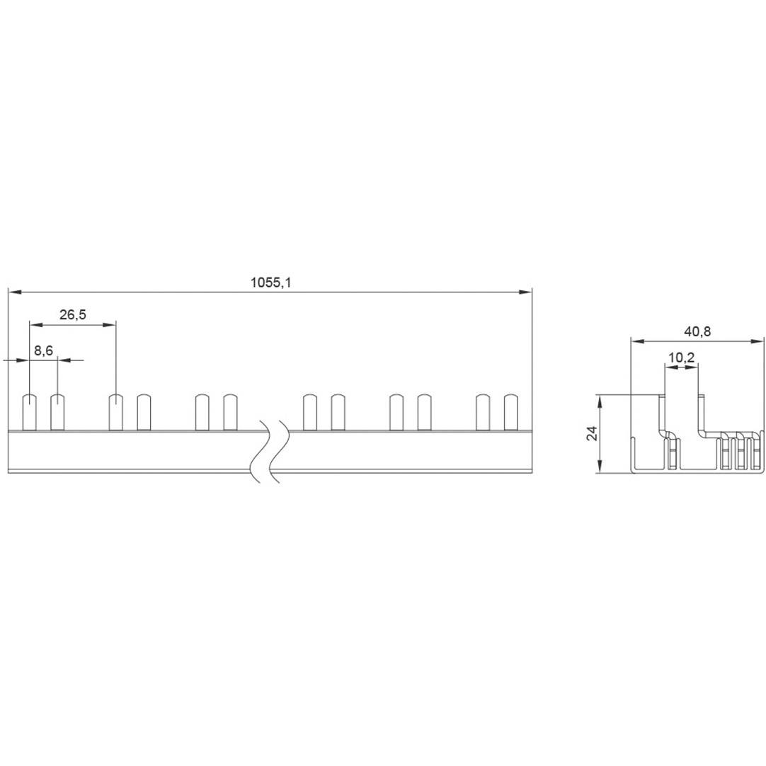 Siemens 5ST37770 Sammelschiene Anzahl Reihen 3 10mm² 63A 230V Leiter-Typ = L, L, L, N 1St.