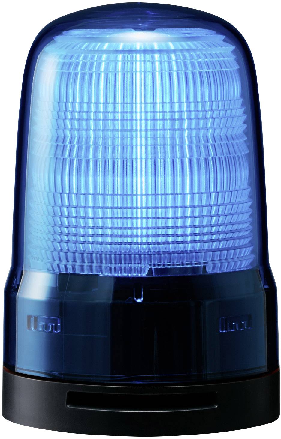 Blau leuchtendes Warnlicht, typisch für Polizeiautos oder Notfahrzeuge.